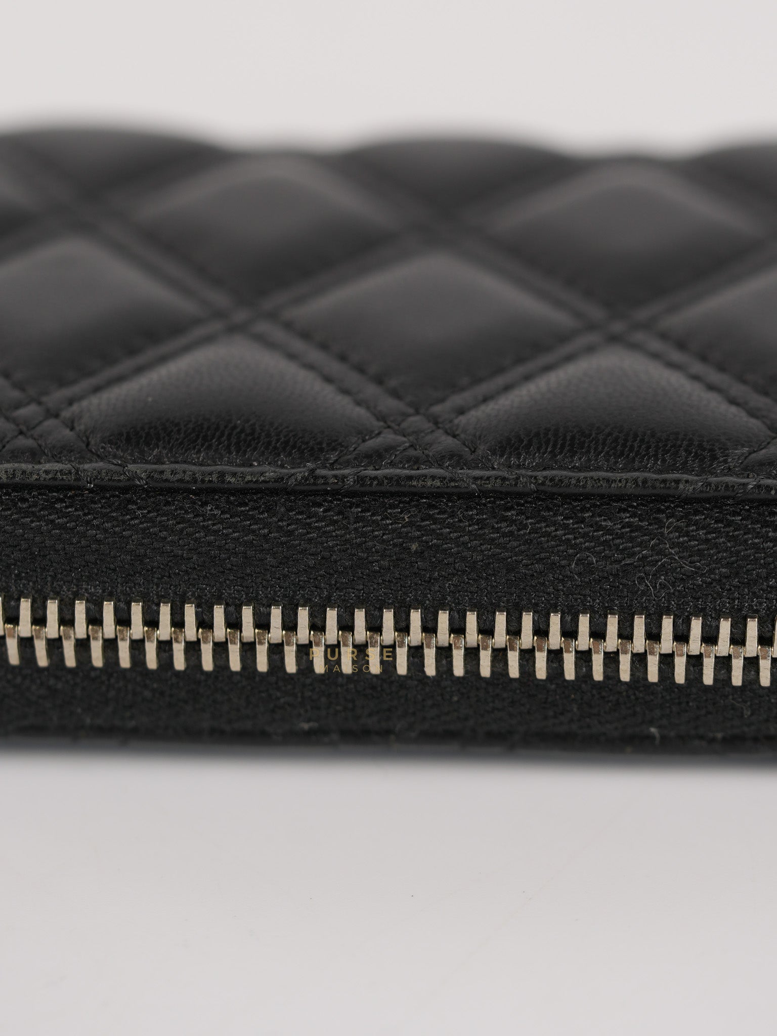 CC Card Holder in Black Lambskin Leather & Silver Hardware (Series 20) | Purse Maison Luxury Bags Shop