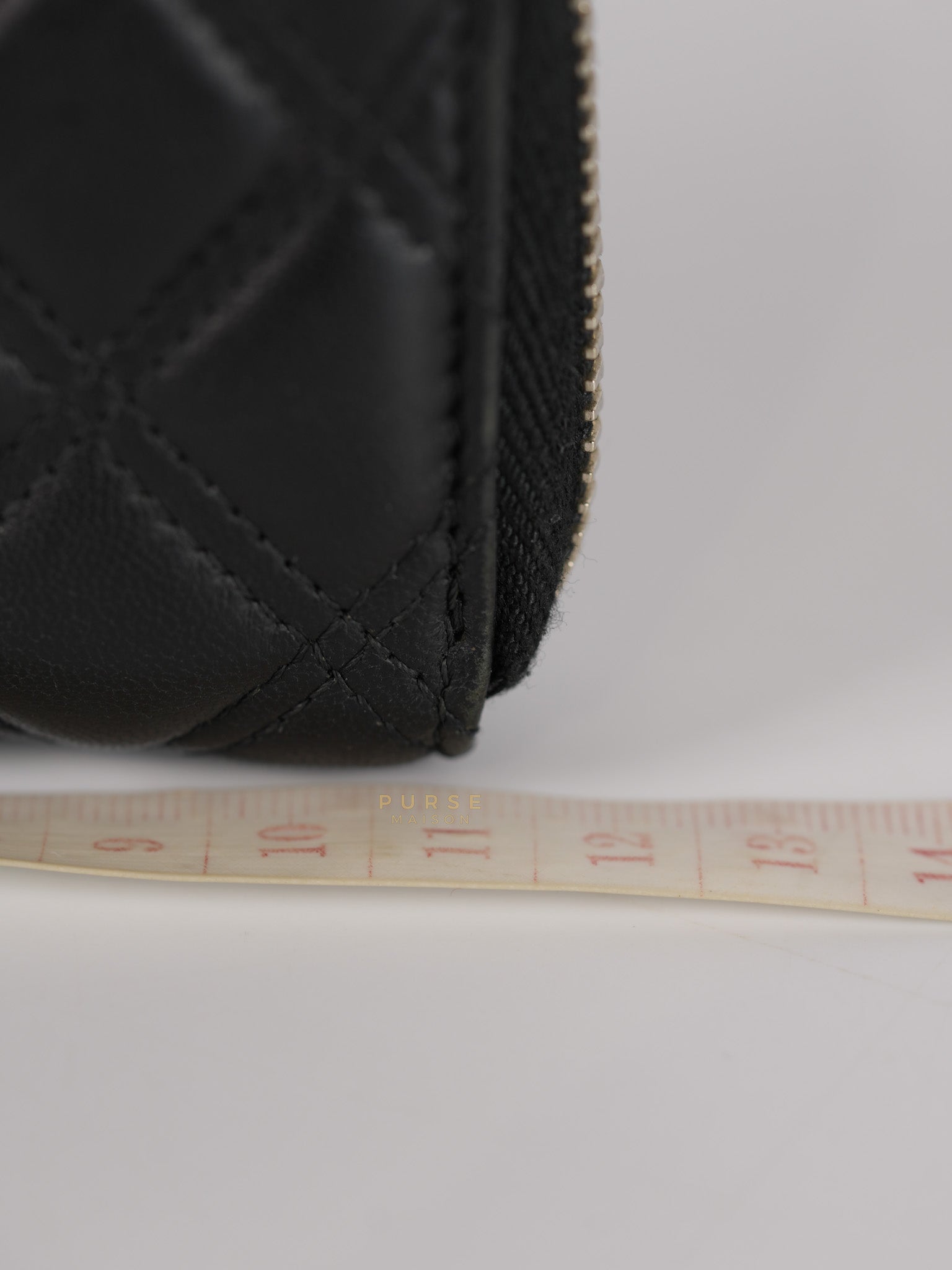 CC Card Holder in Black Lambskin Leather & Silver Hardware (Series 20) | Purse Maison Luxury Bags Shop