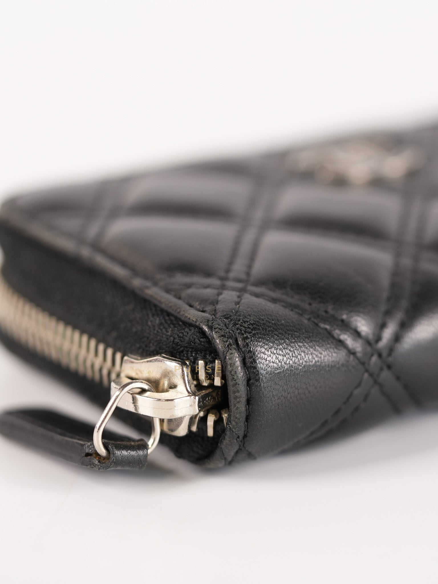 CC Card Holder in Black Lambskin Leather & Silver Hardware (Series 20) | Purse Maison Luxury Bags Shop
