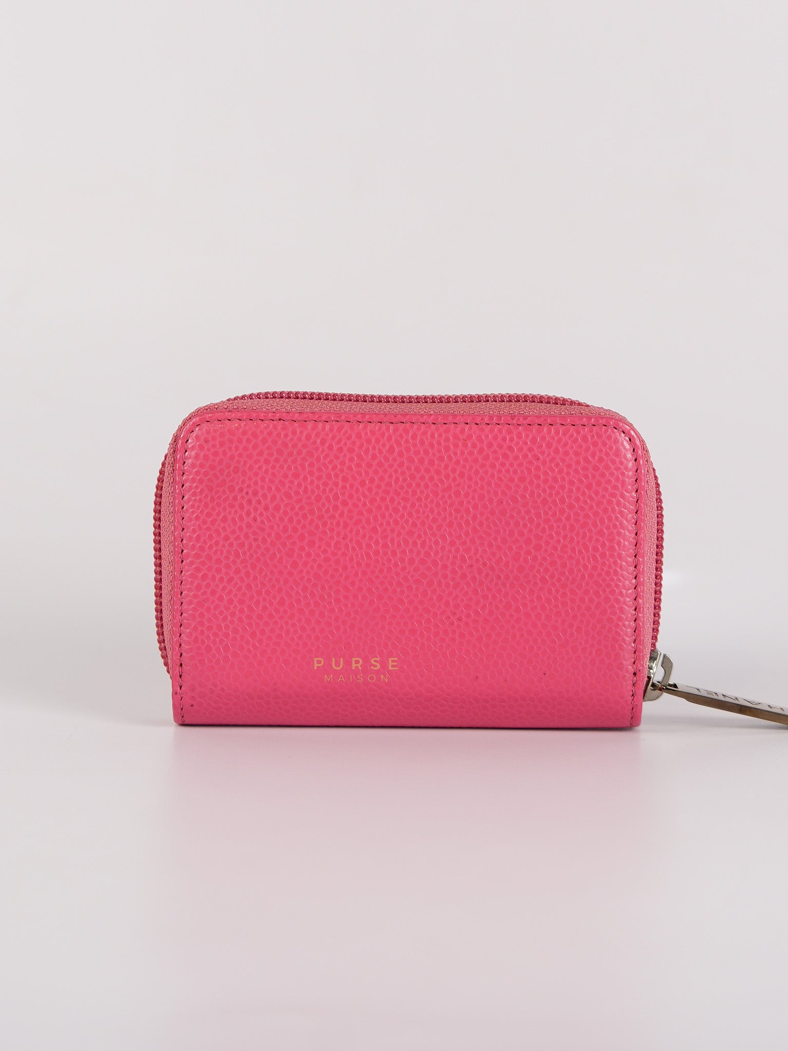 CC Card holder in Pink Caviar Leather & Silver Hardware (Series 22) | Purse Maison Luxury Bags Shop