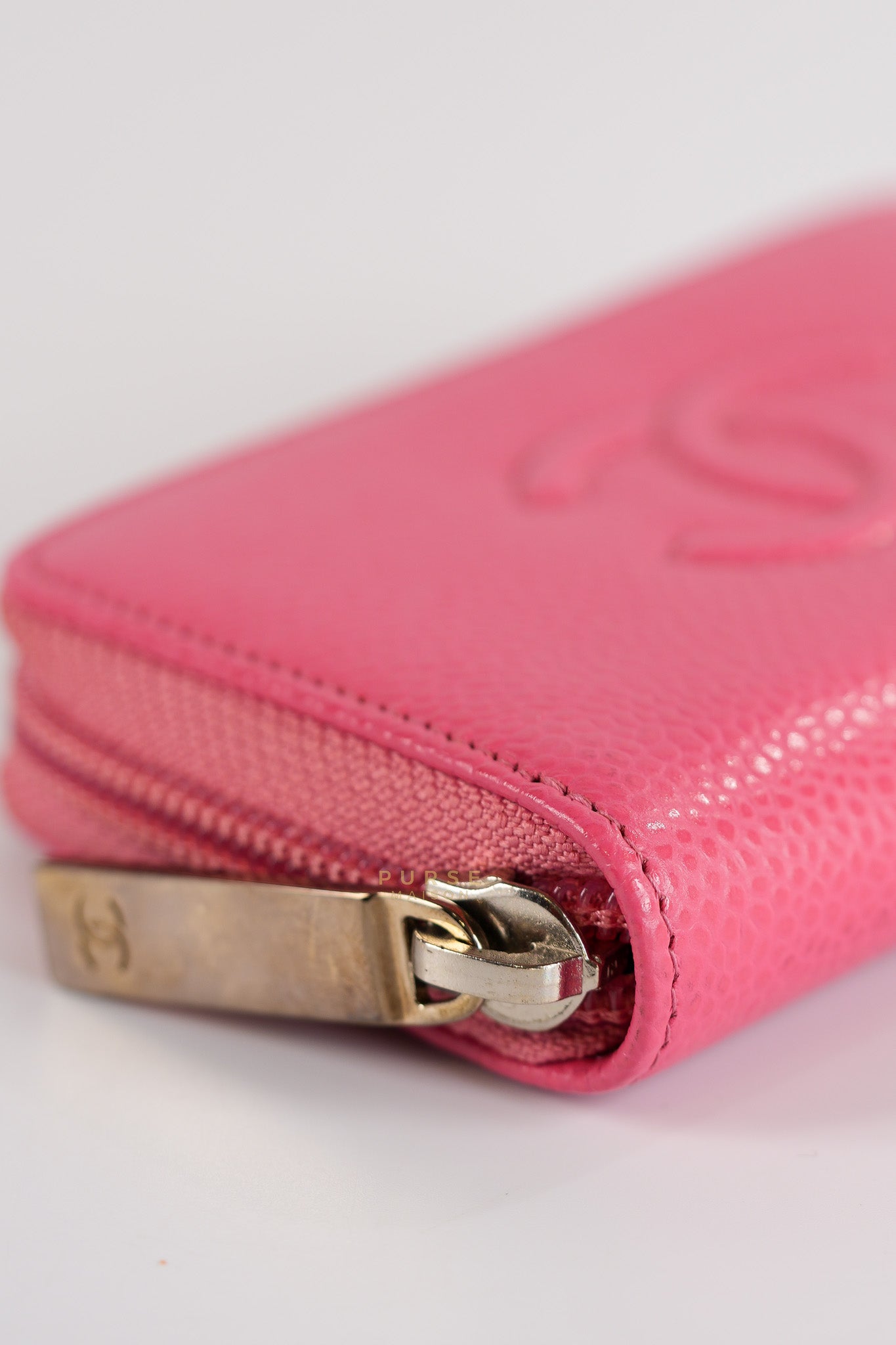 CC Card holder in Pink Caviar Leather & Silver Hardware (Series 22) | Purse Maison Luxury Bags Shop