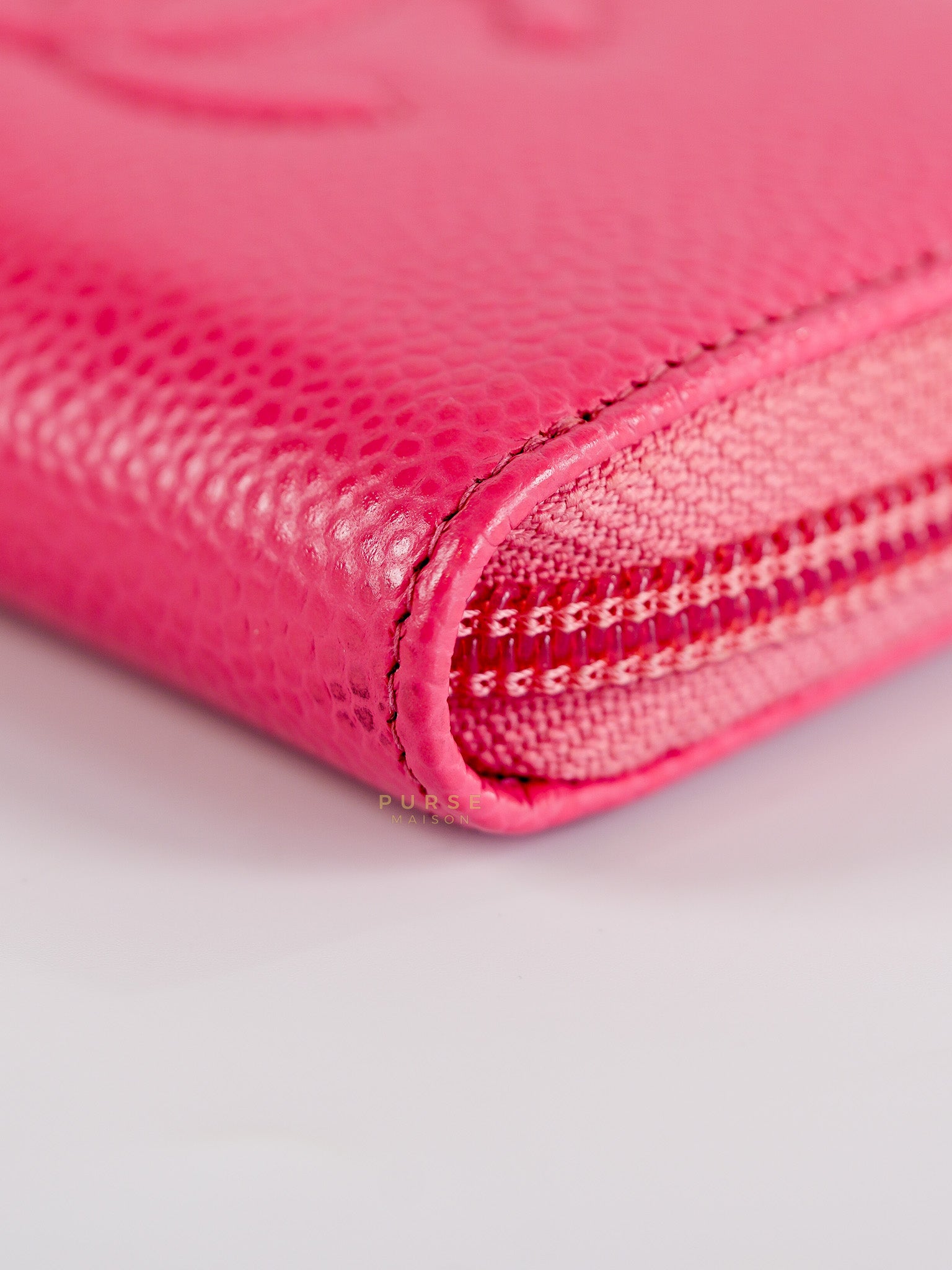 CC Card holder in Pink Caviar Leather & Silver Hardware (Series 22) | Purse Maison Luxury Bags Shop