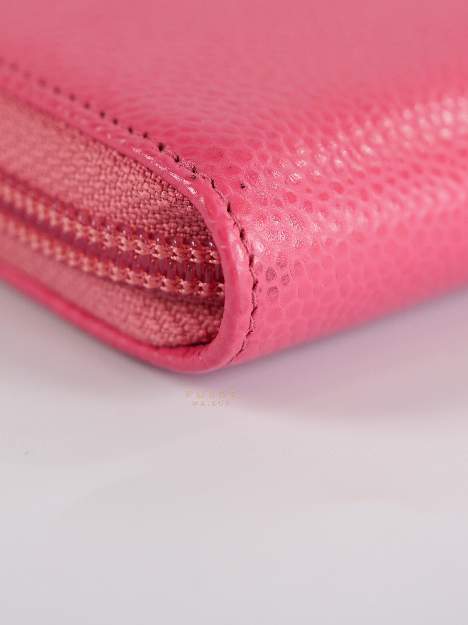 CC Card holder in Pink Caviar Leather & Silver Hardware (Series 22) | Purse Maison Luxury Bags Shop