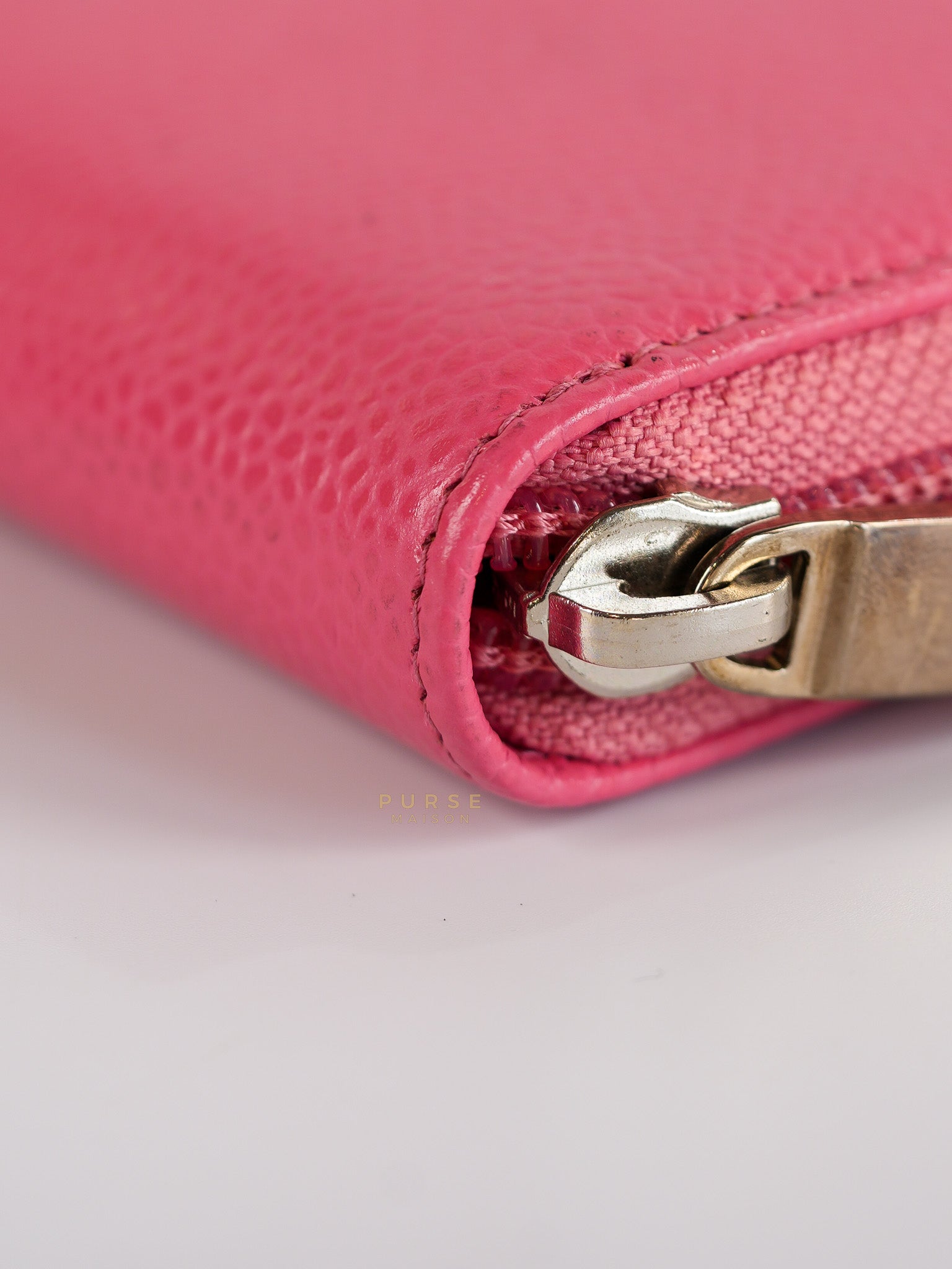 CC Card holder in Pink Caviar Leather & Silver Hardware (Series 22) | Purse Maison Luxury Bags Shop