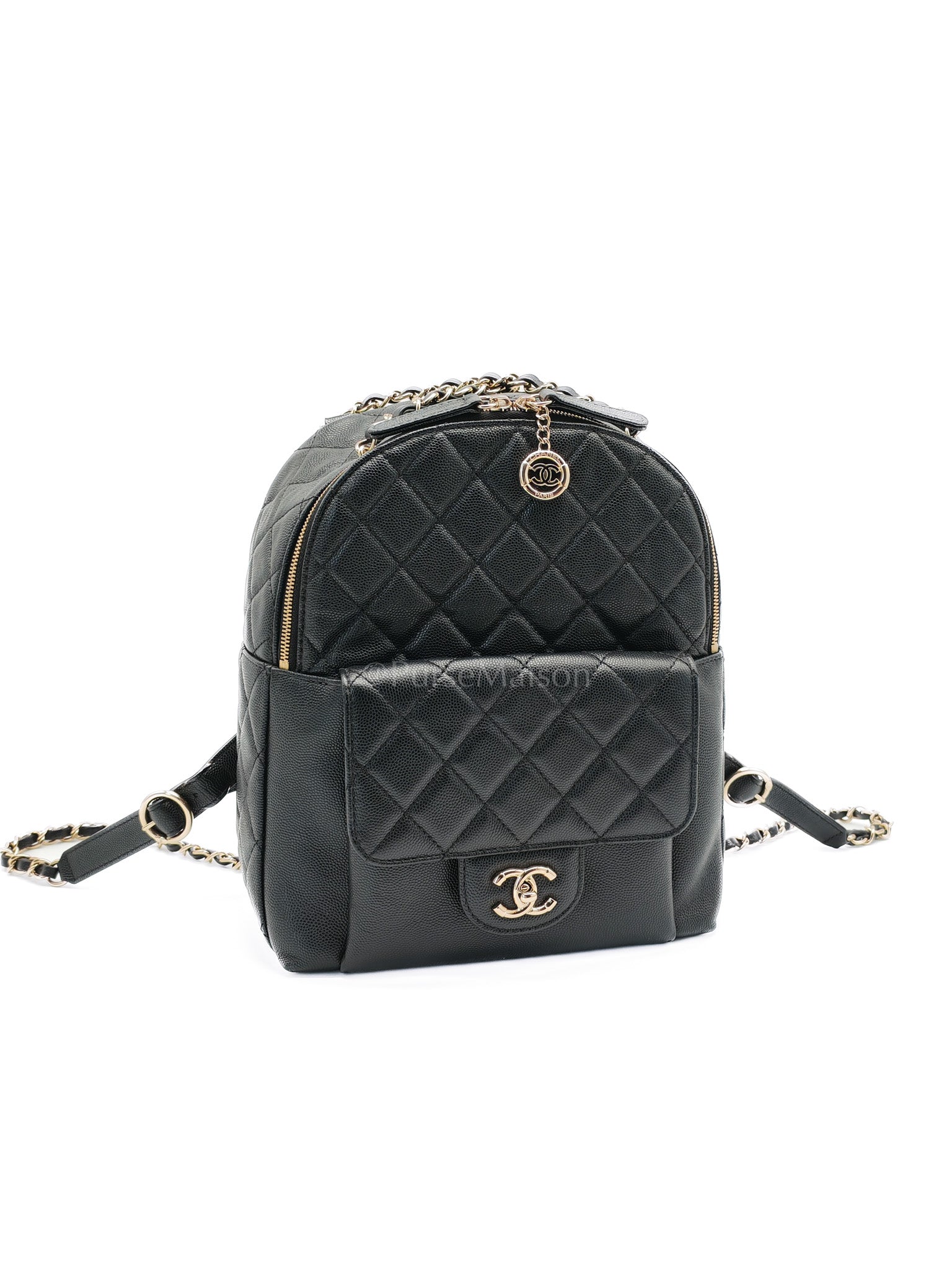 CC Day Backpack Small Black Caviar Light Gold Hardware (Series 27) | Purse Maison Luxury Bags Shop