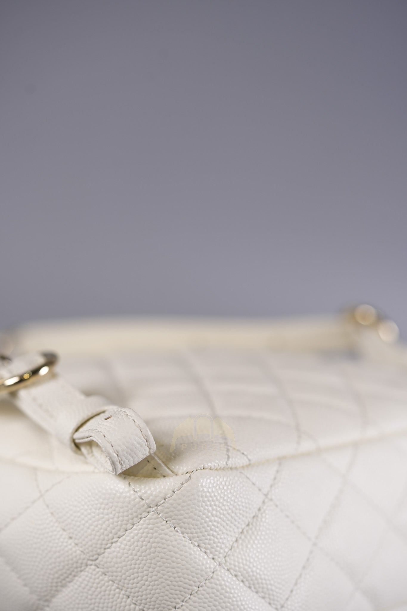 CC Day Mini Backpack in White Caviar Leather Light Gold Hardware Series 26 | Purse Maison Luxury Bags Shop