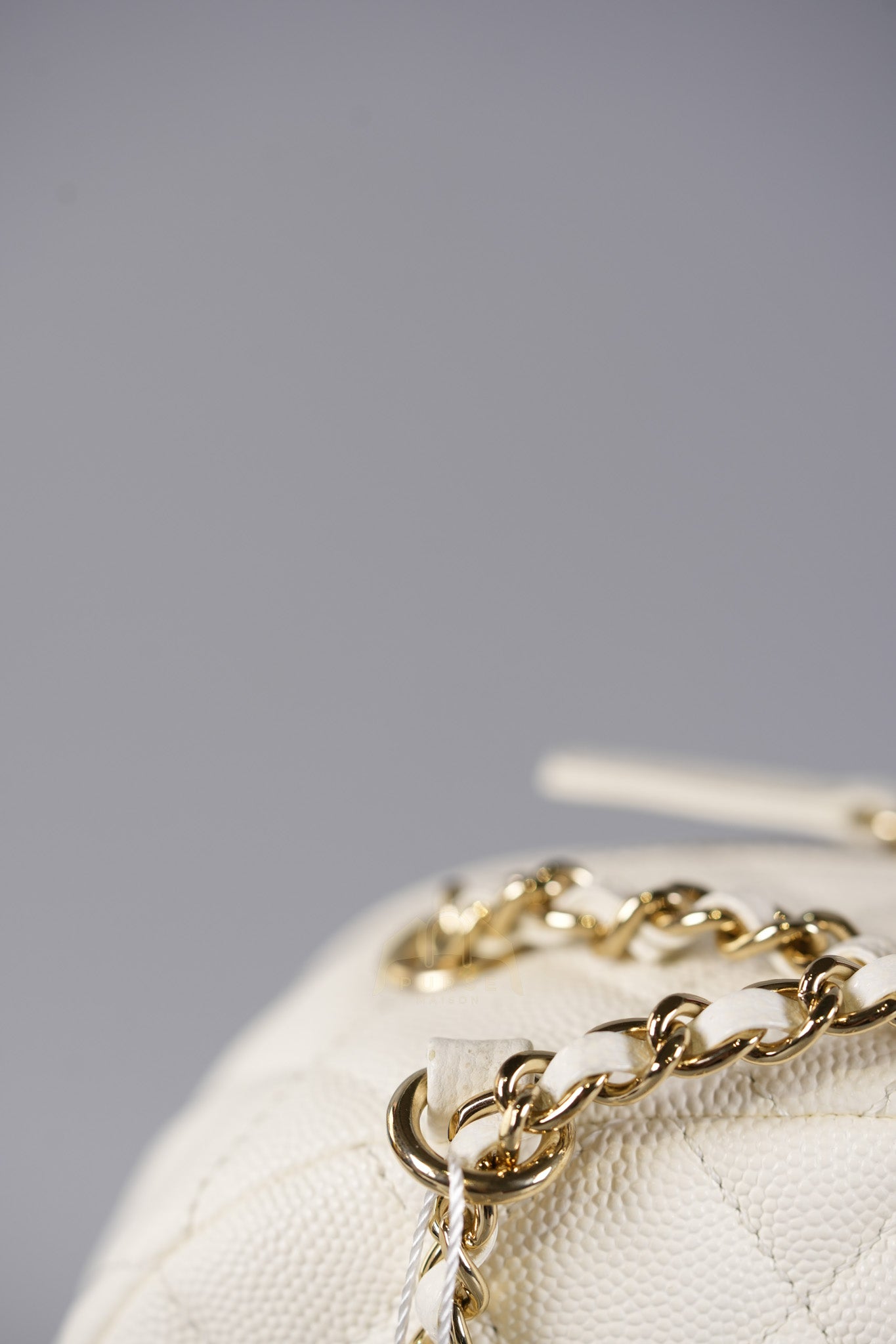 CC Day Mini Backpack in White Caviar Leather Light Gold Hardware Series 26 | Purse Maison Luxury Bags Shop