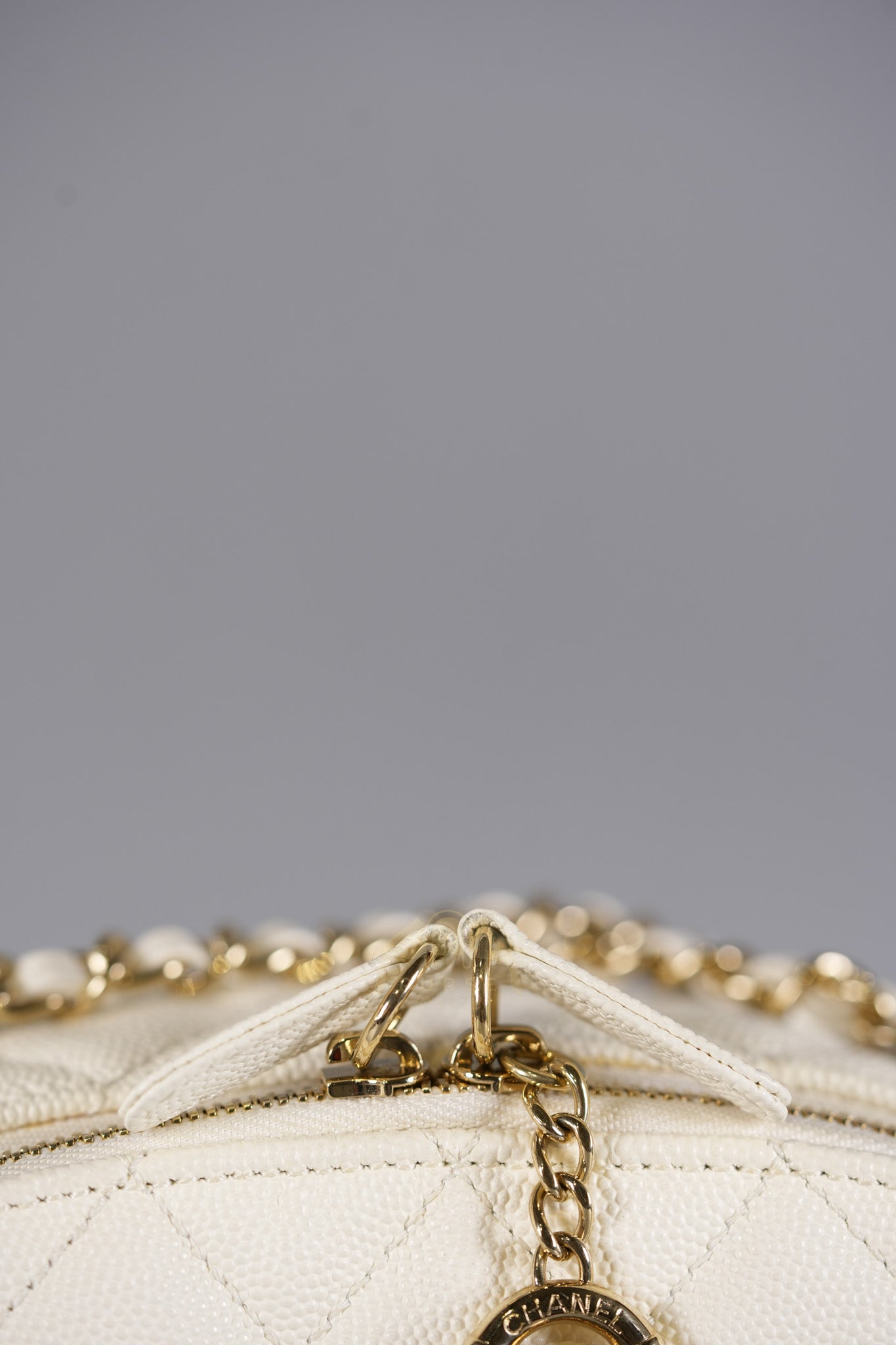 CC Day Mini Backpack in White Caviar Leather Light Gold Hardware Series 26 | Purse Maison Luxury Bags Shop