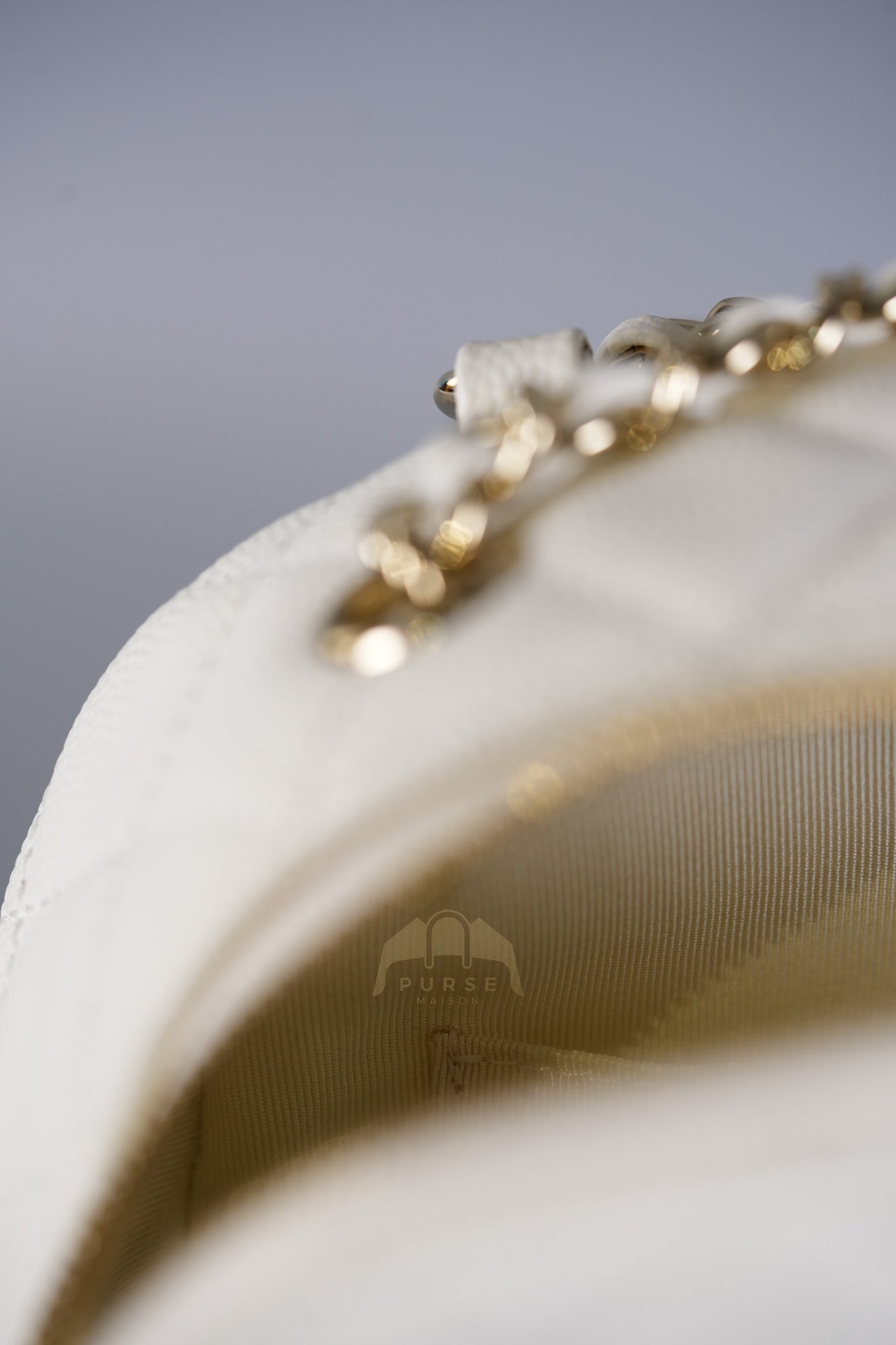 CC Day Mini Backpack in White Caviar Leather Light Gold Hardware Series 26 | Purse Maison Luxury Bags Shop