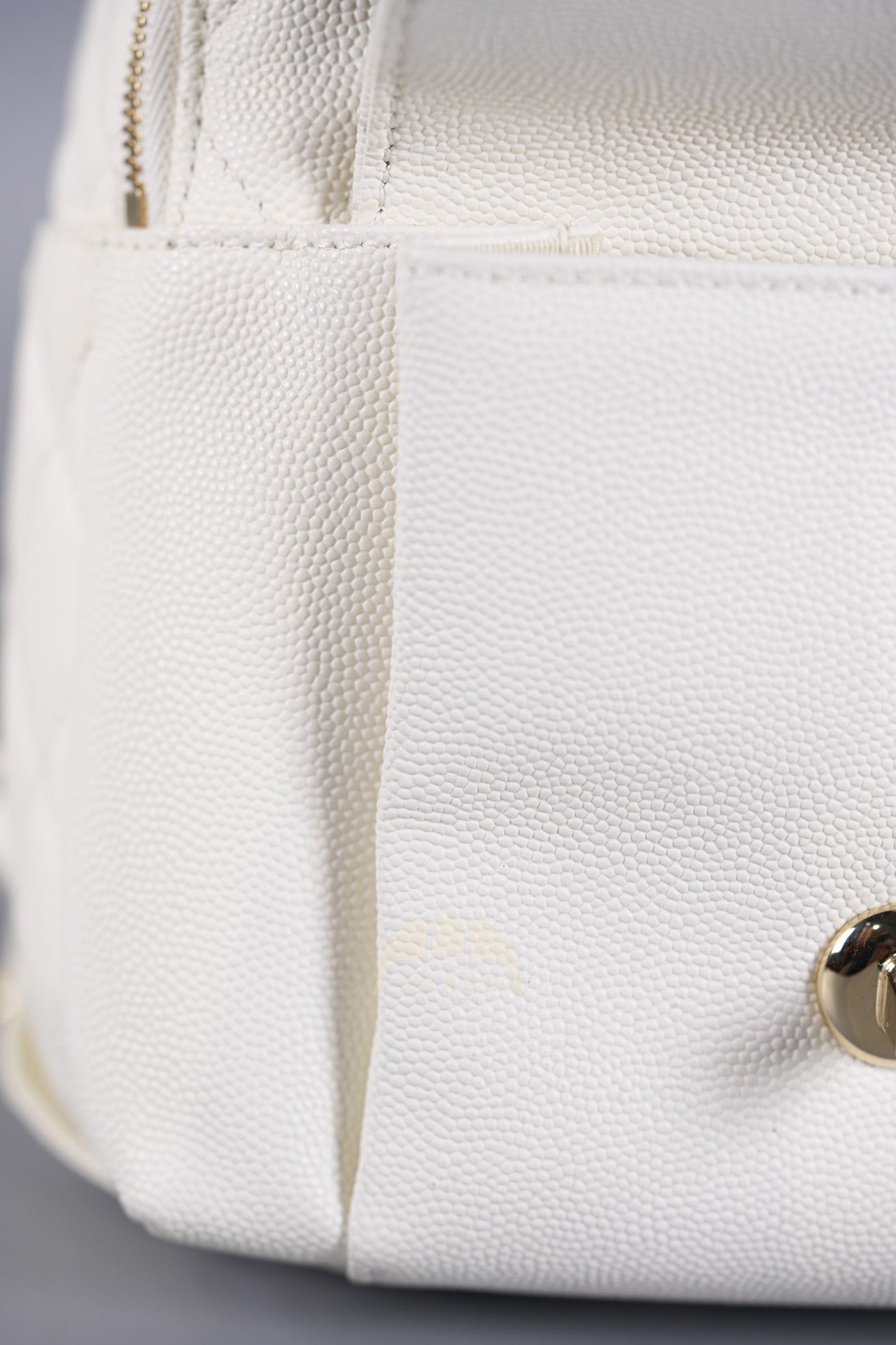 CC Day Mini Backpack in White Caviar Leather Light Gold Hardware Series 26 | Purse Maison Luxury Bags Shop