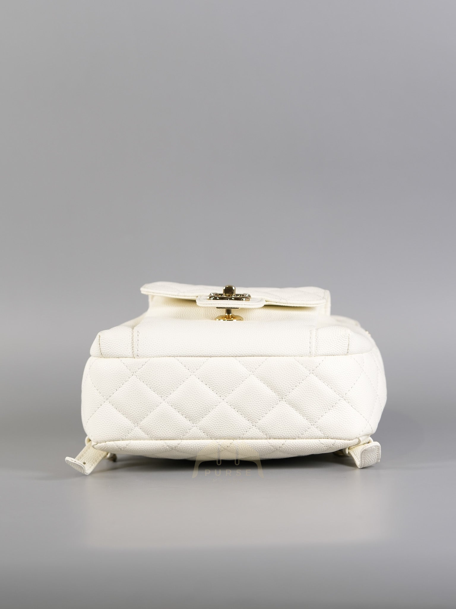 CC Day Mini Backpack in White Caviar Leather Light Gold Hardware Series 26 | Purse Maison Luxury Bags Shop