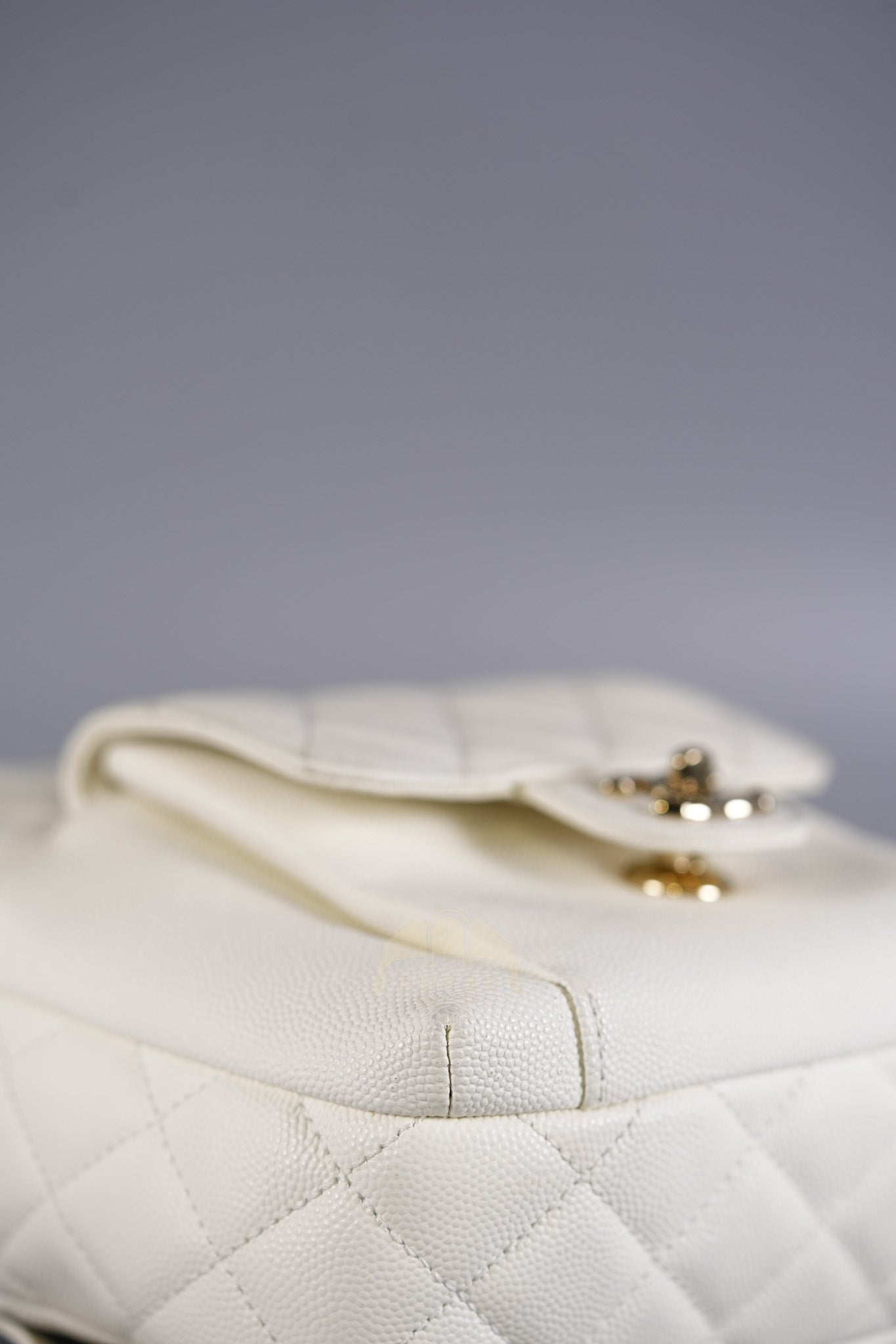 CC Day Mini Backpack in White Caviar Leather Light Gold Hardware Series 26 | Purse Maison Luxury Bags Shop