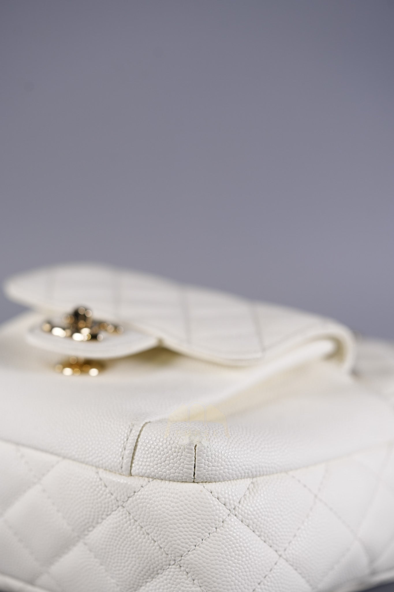 CC Day Mini Backpack in White Caviar Leather Light Gold Hardware Series 26 | Purse Maison Luxury Bags Shop