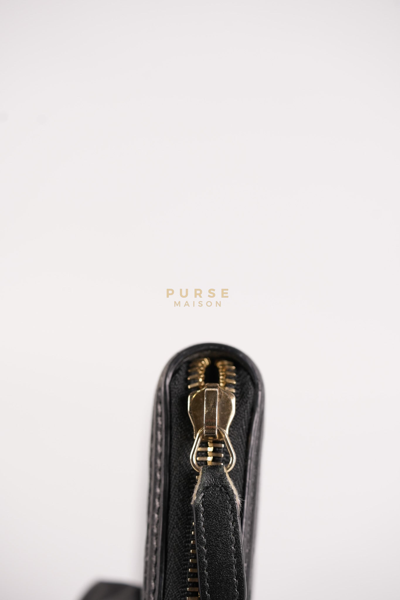 CC Filigree Long Wallet in Black Caviar Leather & Light Gold Hardware Series 26 | Purse Maison Luxury Bags Shop