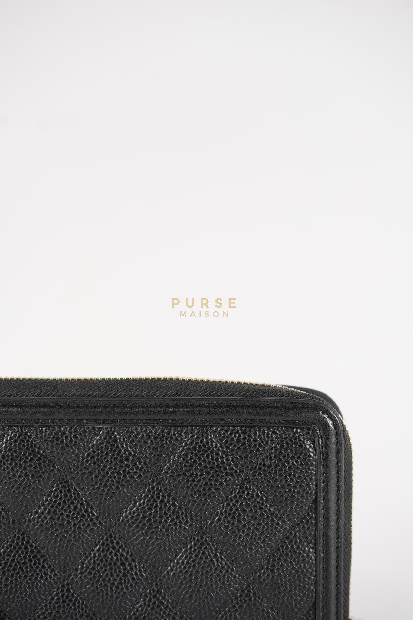 CC Filigree Long Wallet in Black Caviar Leather & Light Gold Hardware Series 26 | Purse Maison Luxury Bags Shop