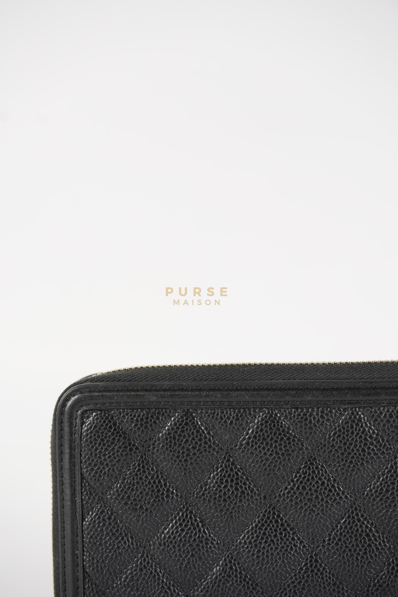 CC Filigree Long Wallet in Black Caviar Leather & Light Gold Hardware Series 26 | Purse Maison Luxury Bags Shop