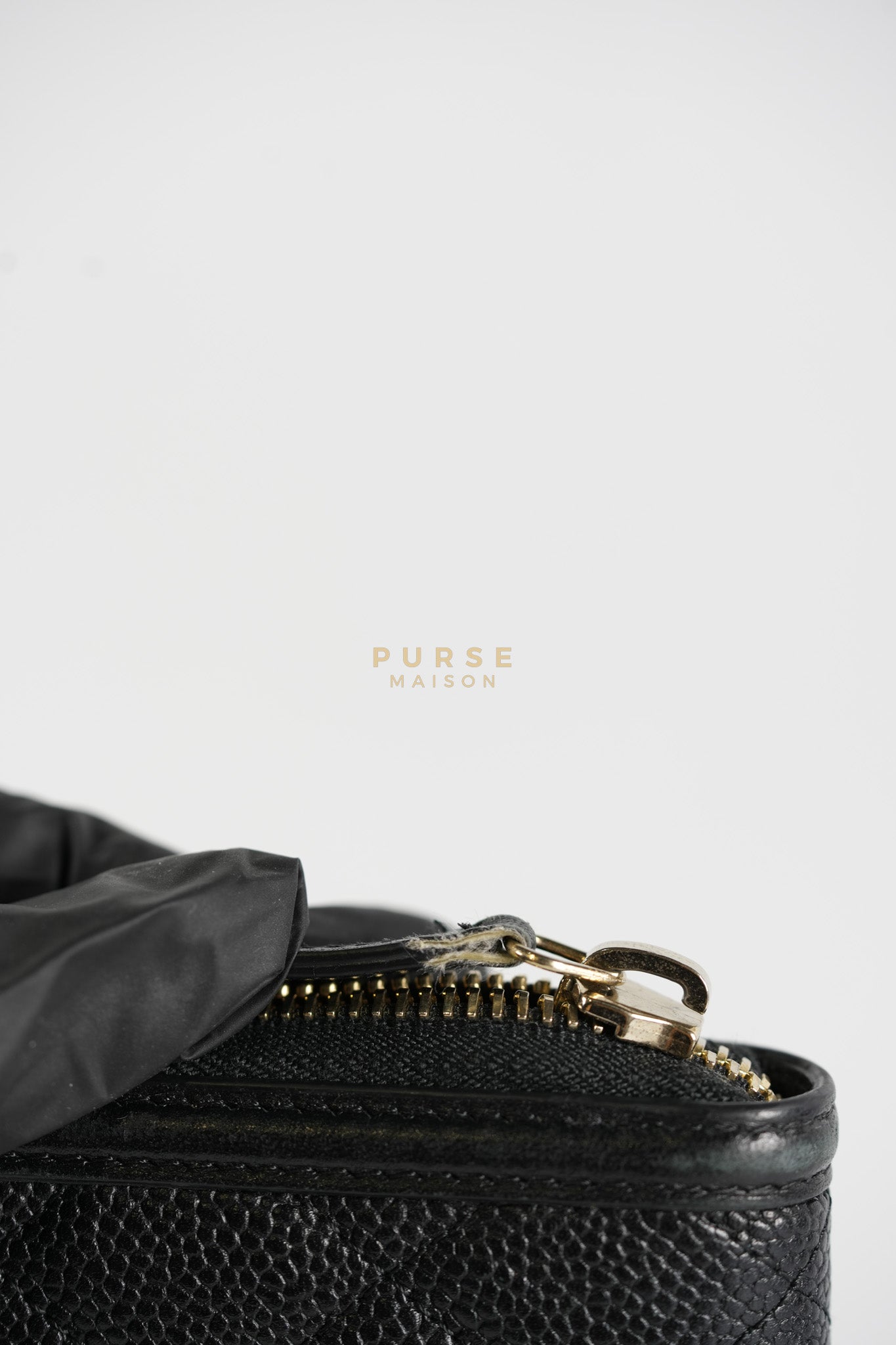 CC Filigree Long Wallet in Black Caviar Leather & Light Gold Hardware Series 26 | Purse Maison Luxury Bags Shop