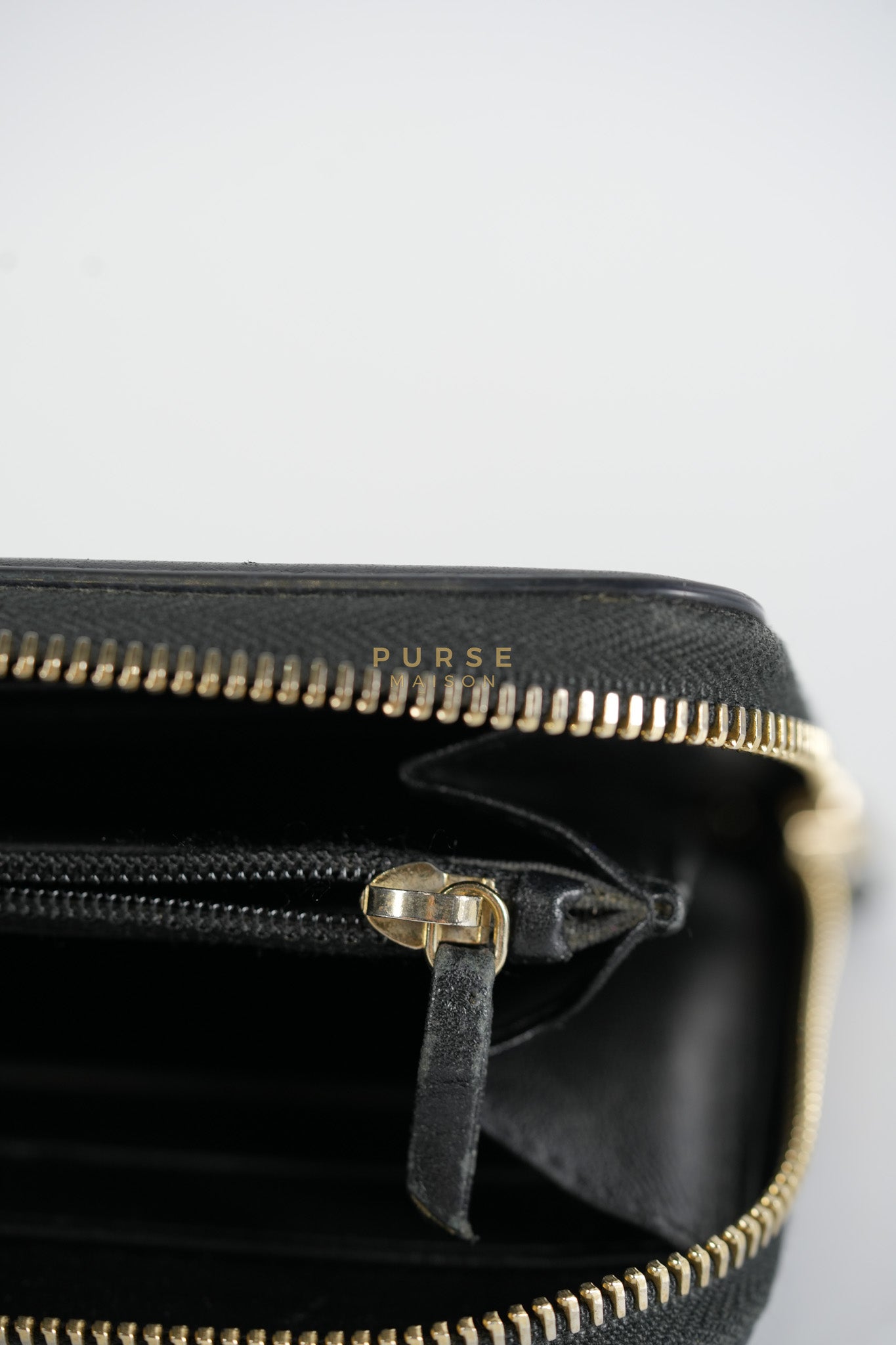 CC Filigree Long Wallet in Black Caviar Leather & Light Gold Hardware Series 26 | Purse Maison Luxury Bags Shop