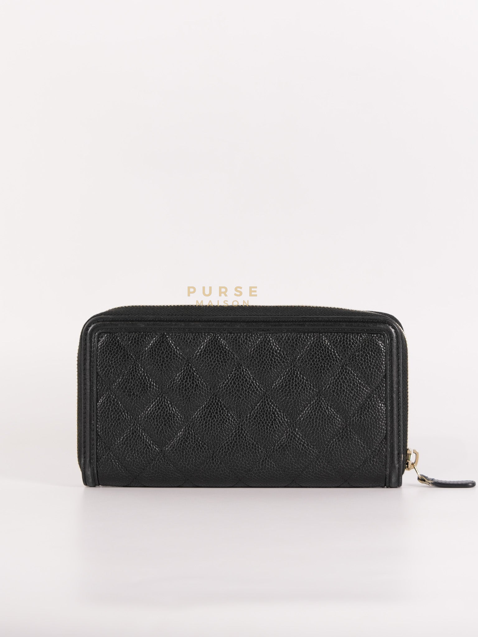 CC Filigree Long Wallet in Black Caviar Leather & Light Gold Hardware Series 26 | Purse Maison Luxury Bags Shop