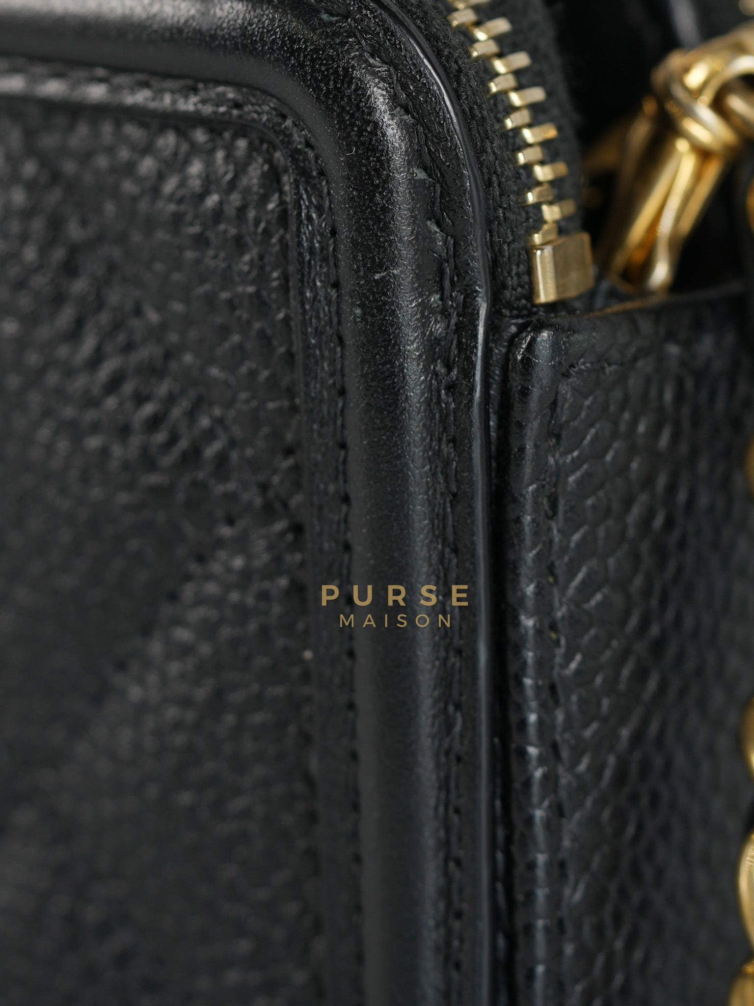 CC Filigree Mini Wallet Bag in Black Quilted Caviar Leather (Series 27) | Purse Maison Luxury Bags Shop