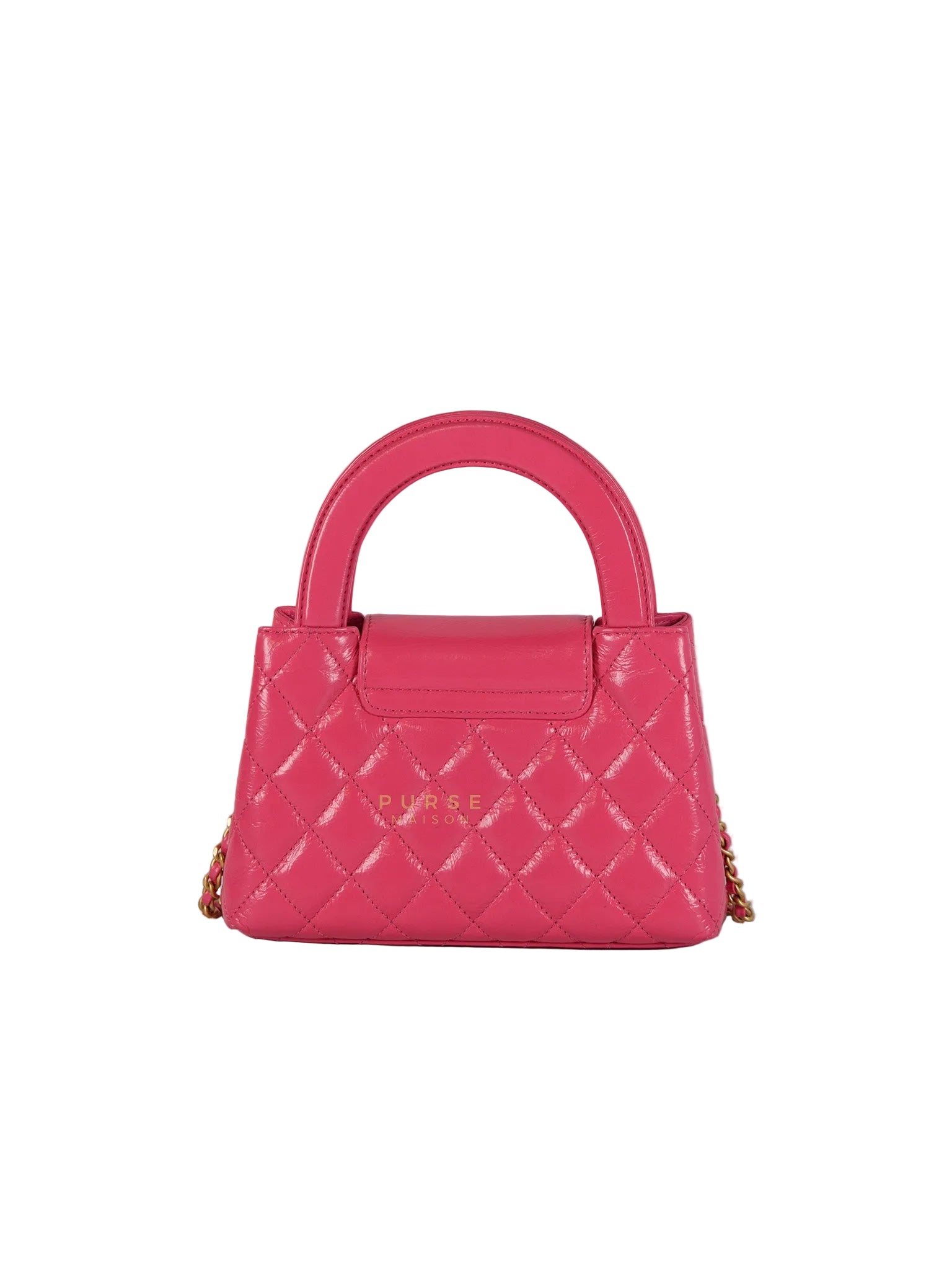 CC Kelly Small Fuchsia Shiny Calfskin Leather and Aged Gold Hardware (Microchip) | Purse Maison Luxury Bags Shop