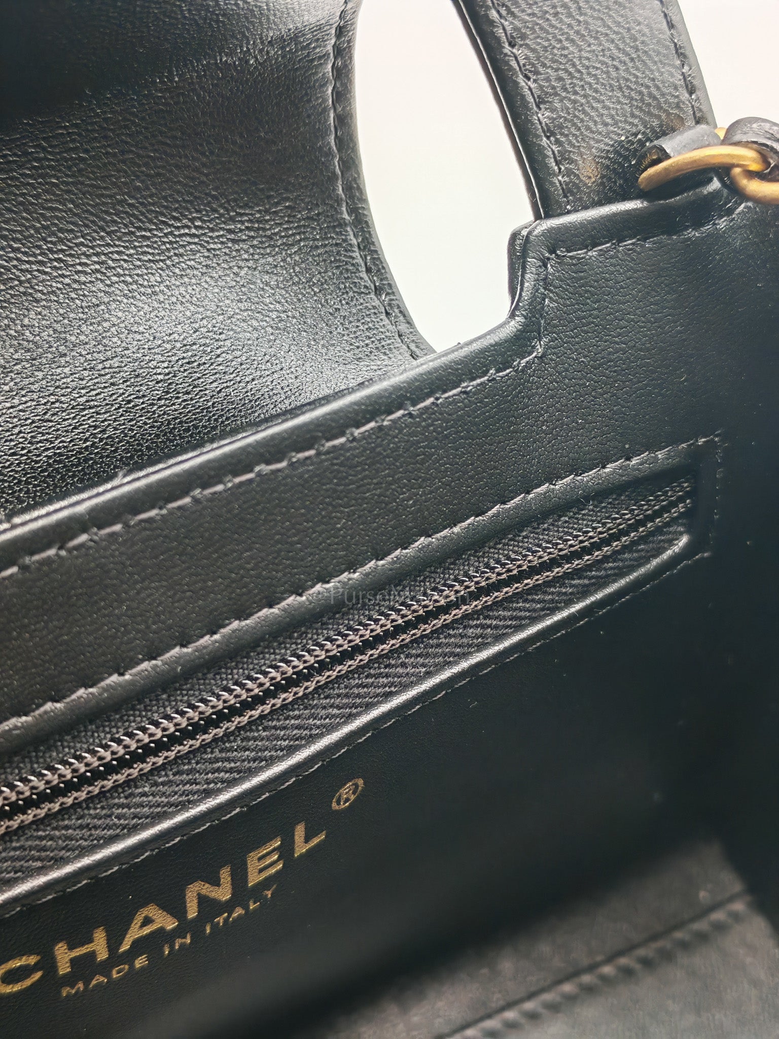 CC Kelly Small in Black Calfskin Leather & Aged Gold Hardware Microchip | Purse Maison Luxury Bags Shop