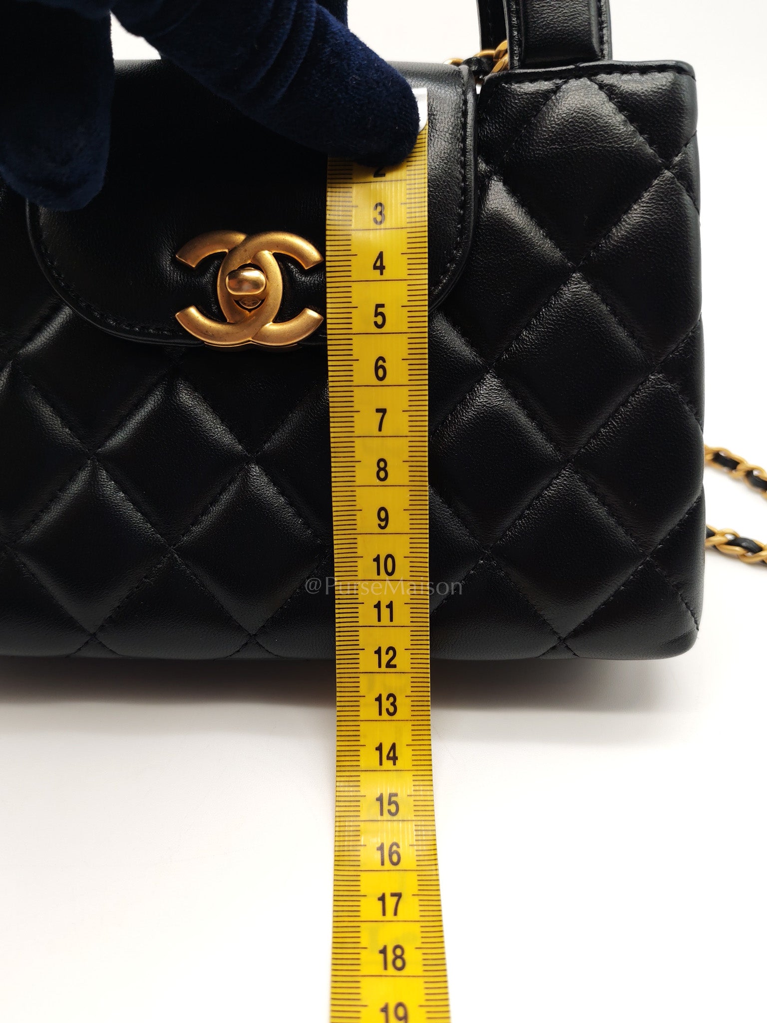 CC Kelly Small in Black Calfskin Leather & Aged Gold Hardware Microchip | Purse Maison Luxury Bags Shop