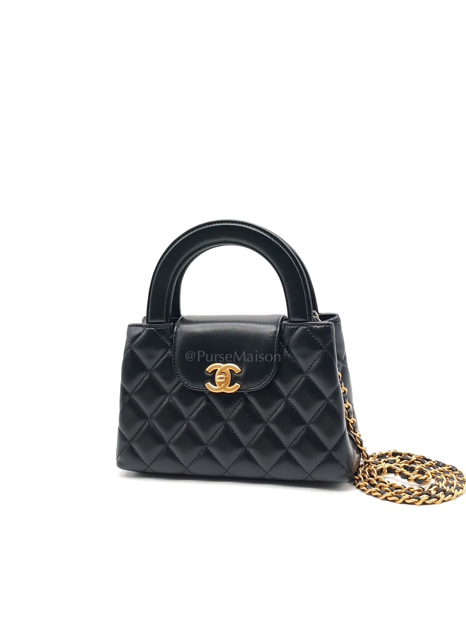 CC Kelly Small in Black Calfskin Leather & Aged Gold Hardware Microchip | Purse Maison Luxury Bags Shop