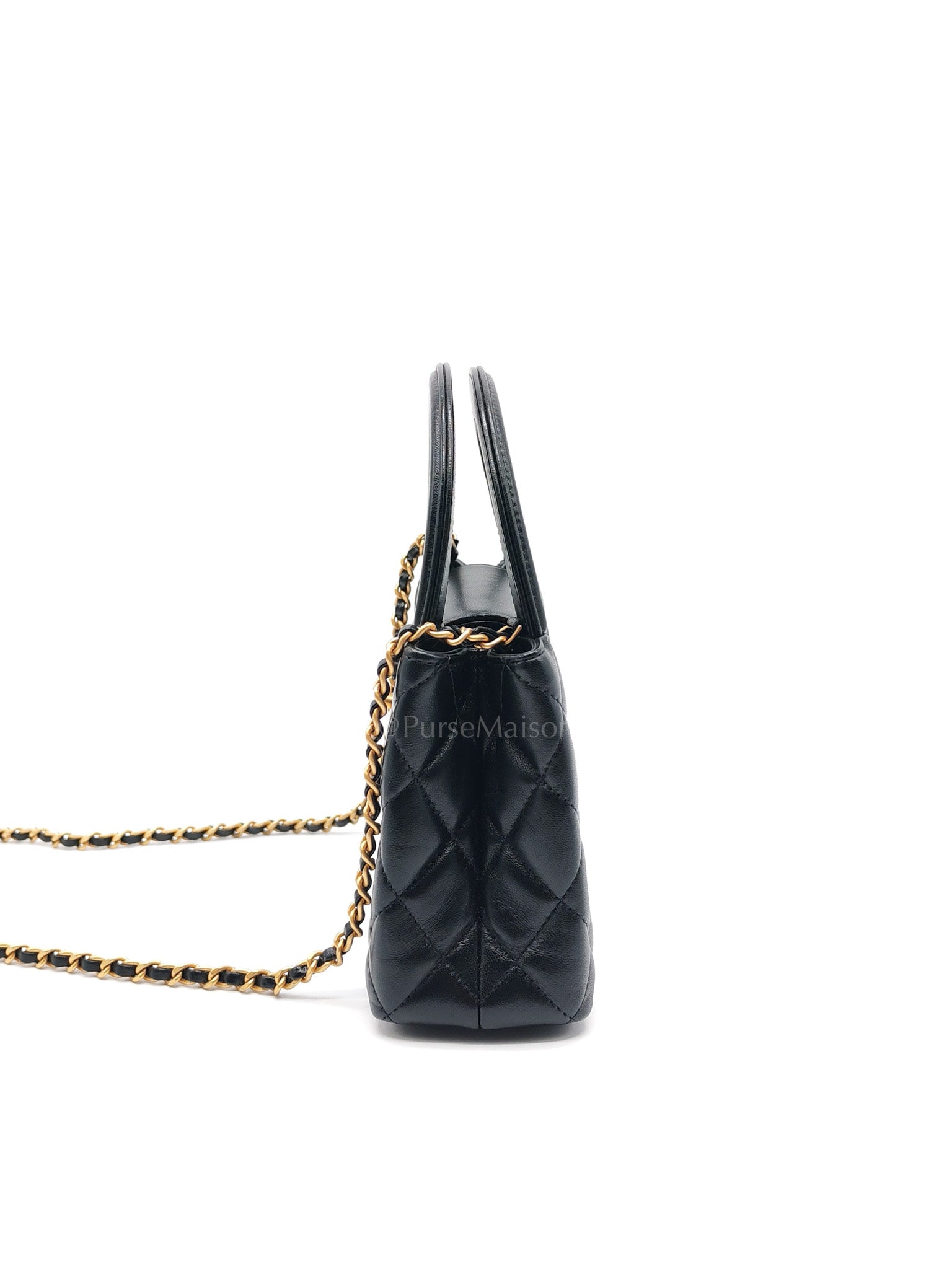 CC Kelly Small in Black Calfskin Leather & Aged Gold Hardware Microchip | Purse Maison Luxury Bags Shop