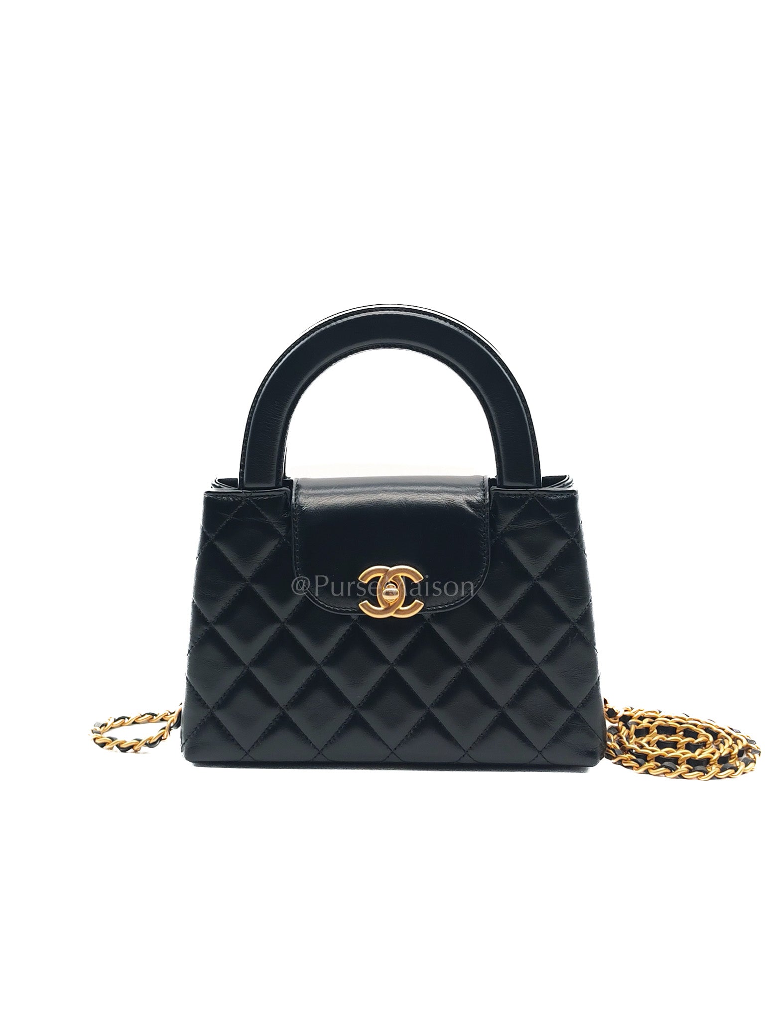 CC Kelly Small in Black Calfskin Leather & Aged Gold Hardware (Microchip) | Purse Maison Luxury Bags Shop