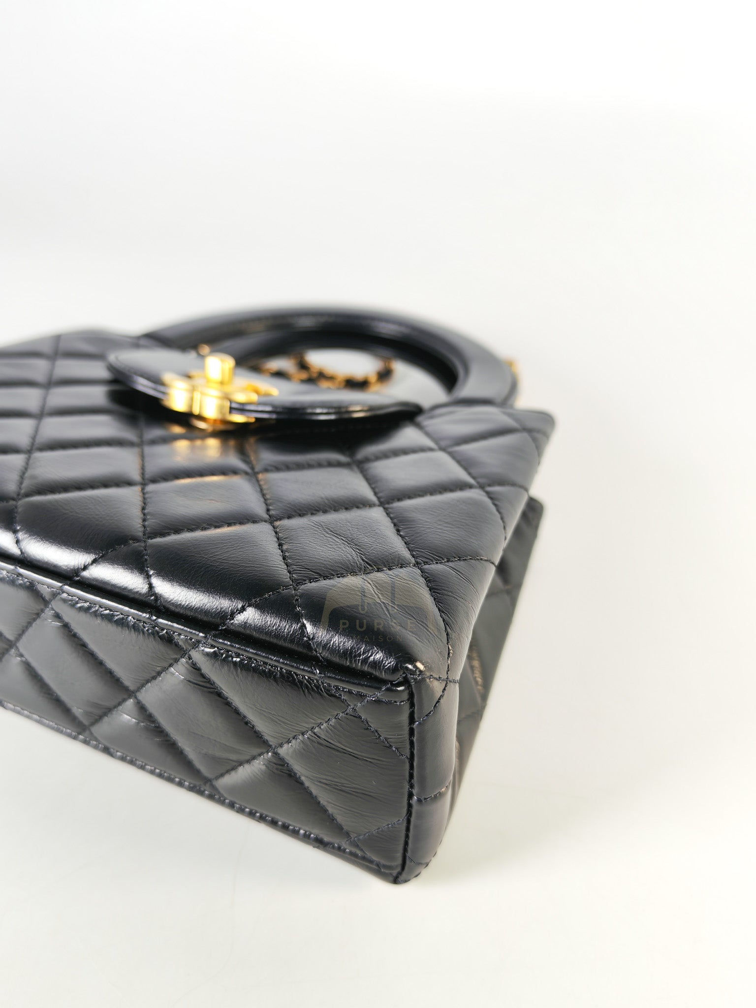 CC Kelly Small Shopping Bag Black Calfskin and Aged Gold Hardware(Microchip) | Purse Maison Luxury Bags Shop