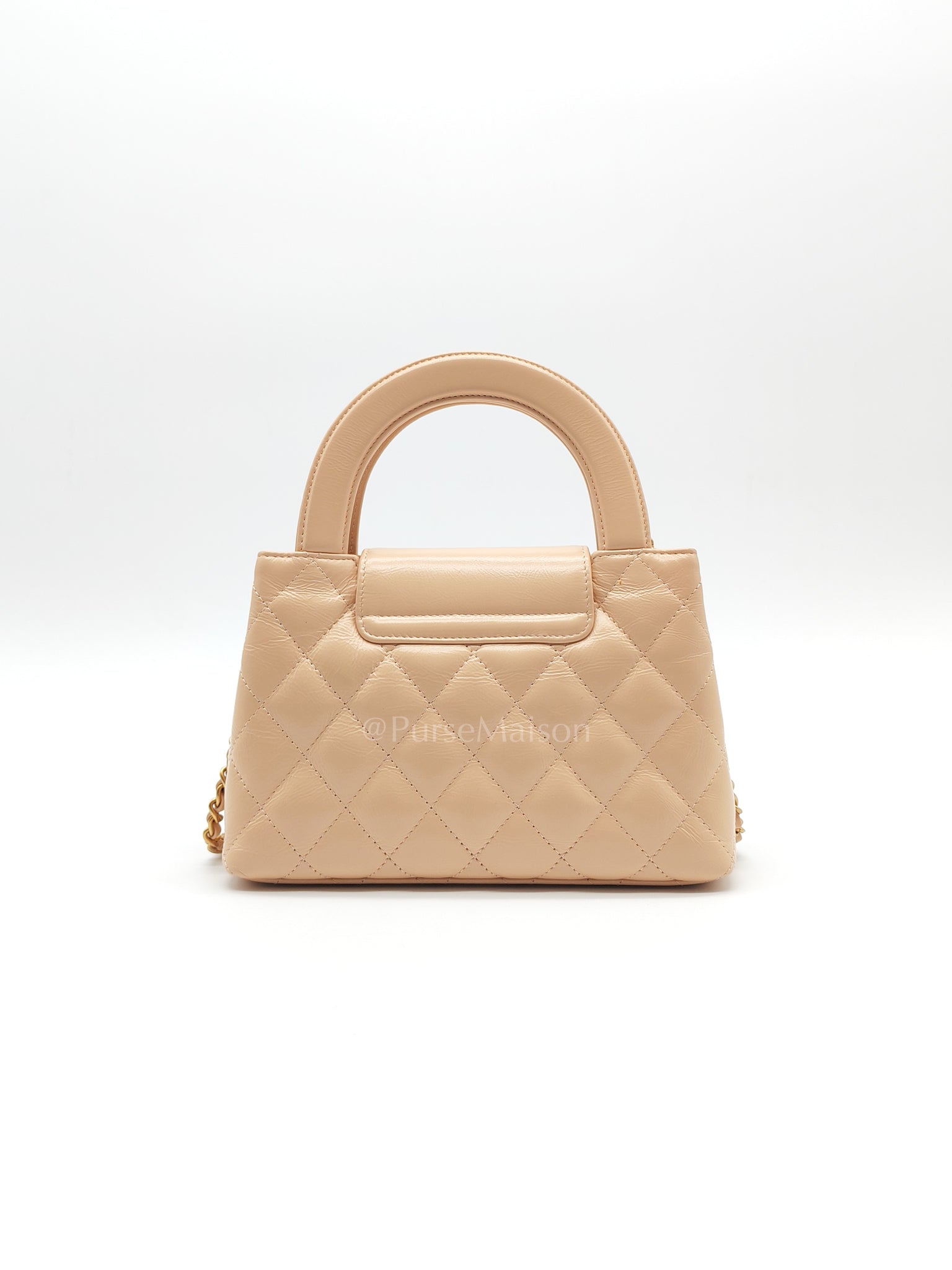 CC Kelly Shopping Bag in Beige Calfskin Leather and Aged Gold Hardware (Microchip) | Purse Maison Luxury Bags Shop