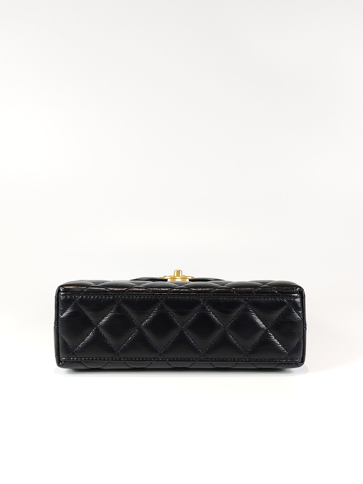 CC Kelly Small Shopping Bag in Black Calfskin and Aged Gold Hardware(Microchip) | Purse Maison Luxury Bags Shop