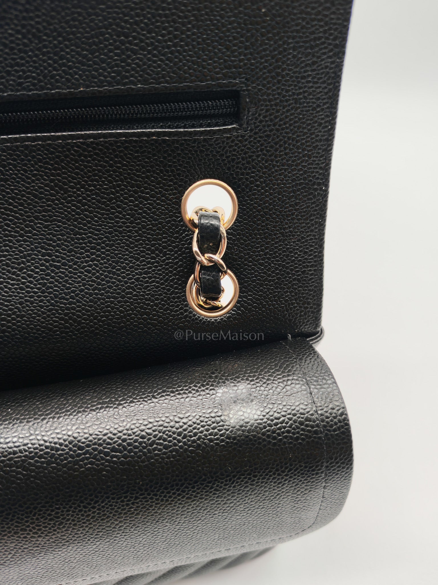 Classic Double Flap in Black Chevron Caviar Leather & Gold Hardware Medium Series 30