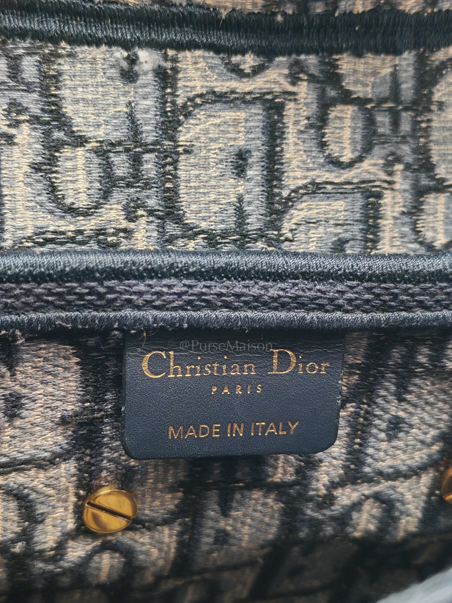 Saddle Bag Medium in Blue Oblique Jacquard Canvas & Aged Gold Hardware