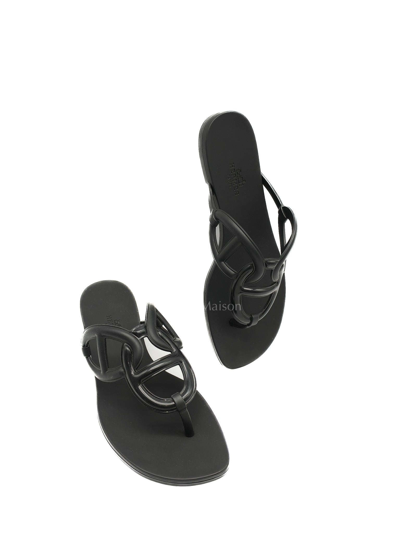 Hermes Egerie Rubber Sandals in Black Size 36 EU (22.5cm)