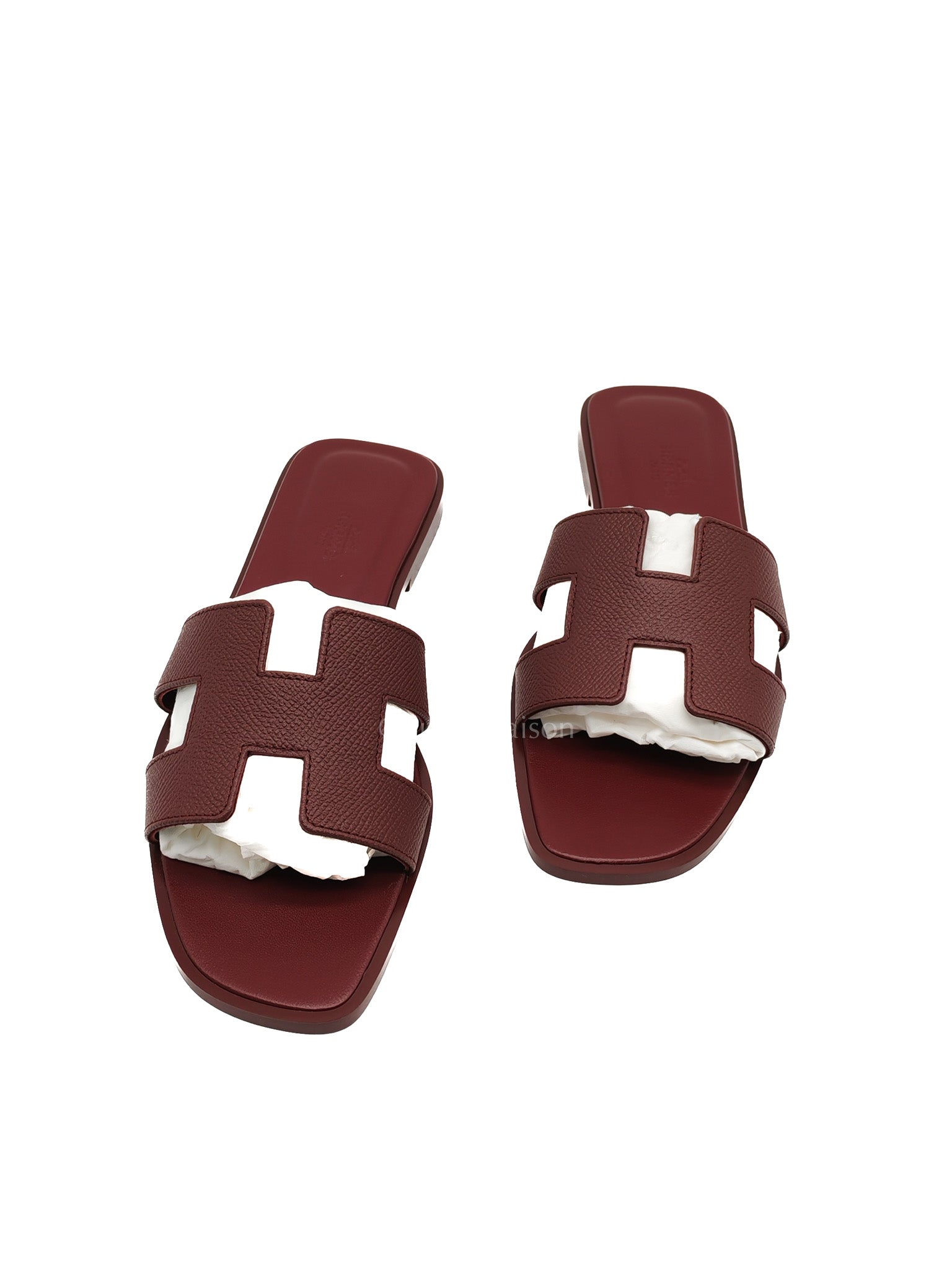 Hermes Oran Sandals in Rouge H Epsom Leather Size 37 EU(23.5cm)