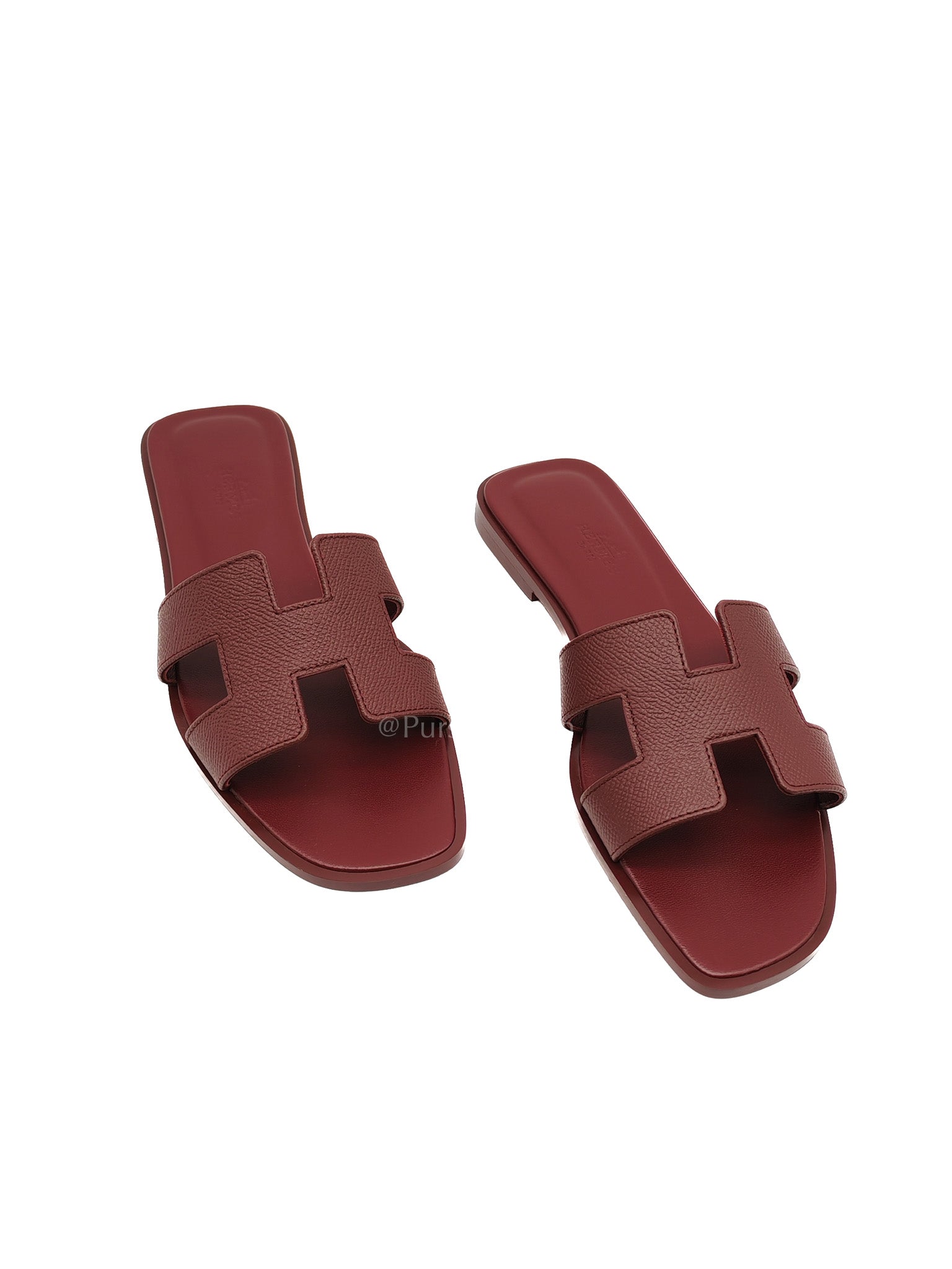 Hermes Oran Sandals in Rouge H Epsom Leather Size 37 EU(23.5cm)