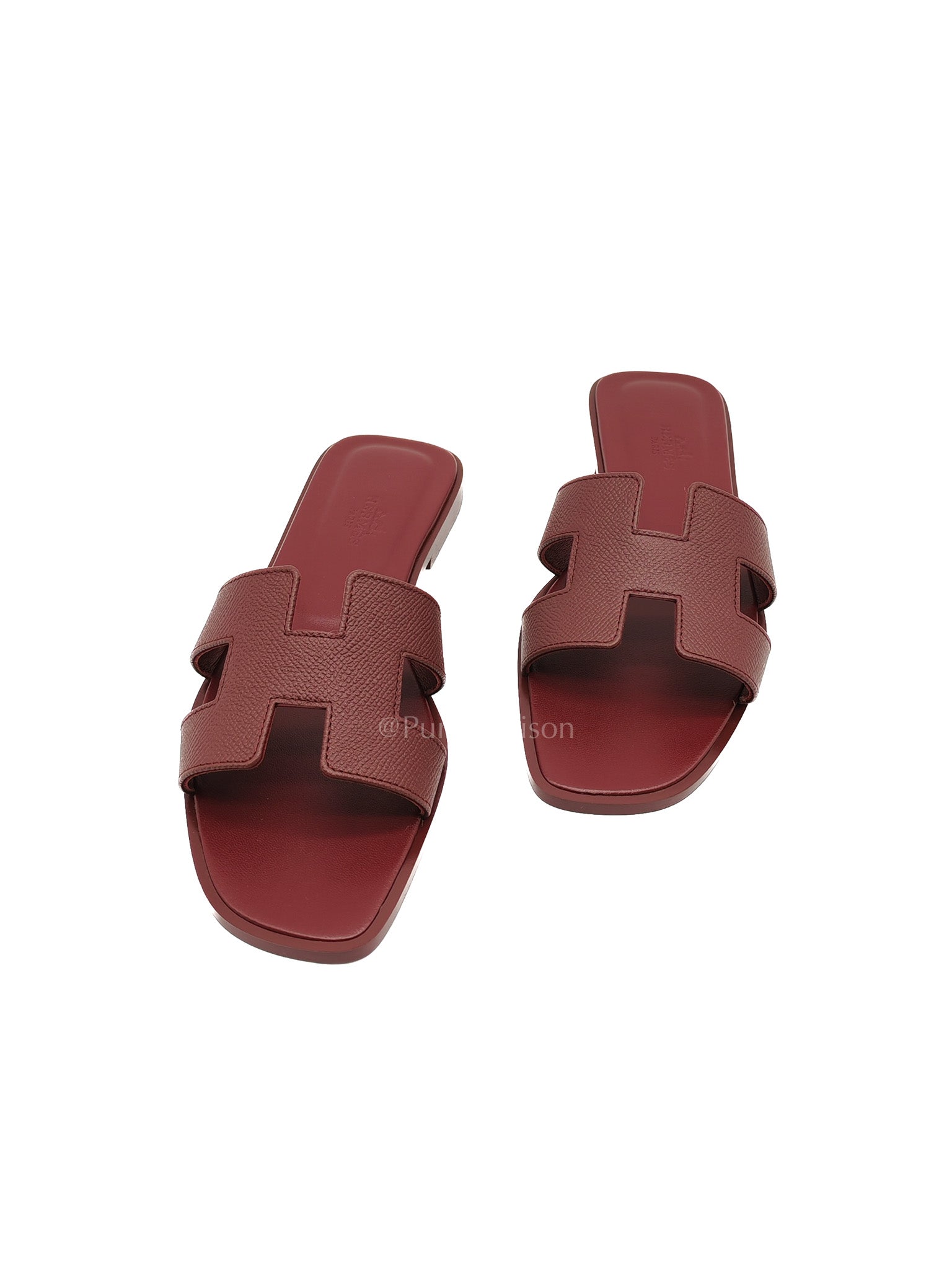 Hermes Oran Sandals in Rouge H Epsom Leather Size 37 EU(23.5cm)
