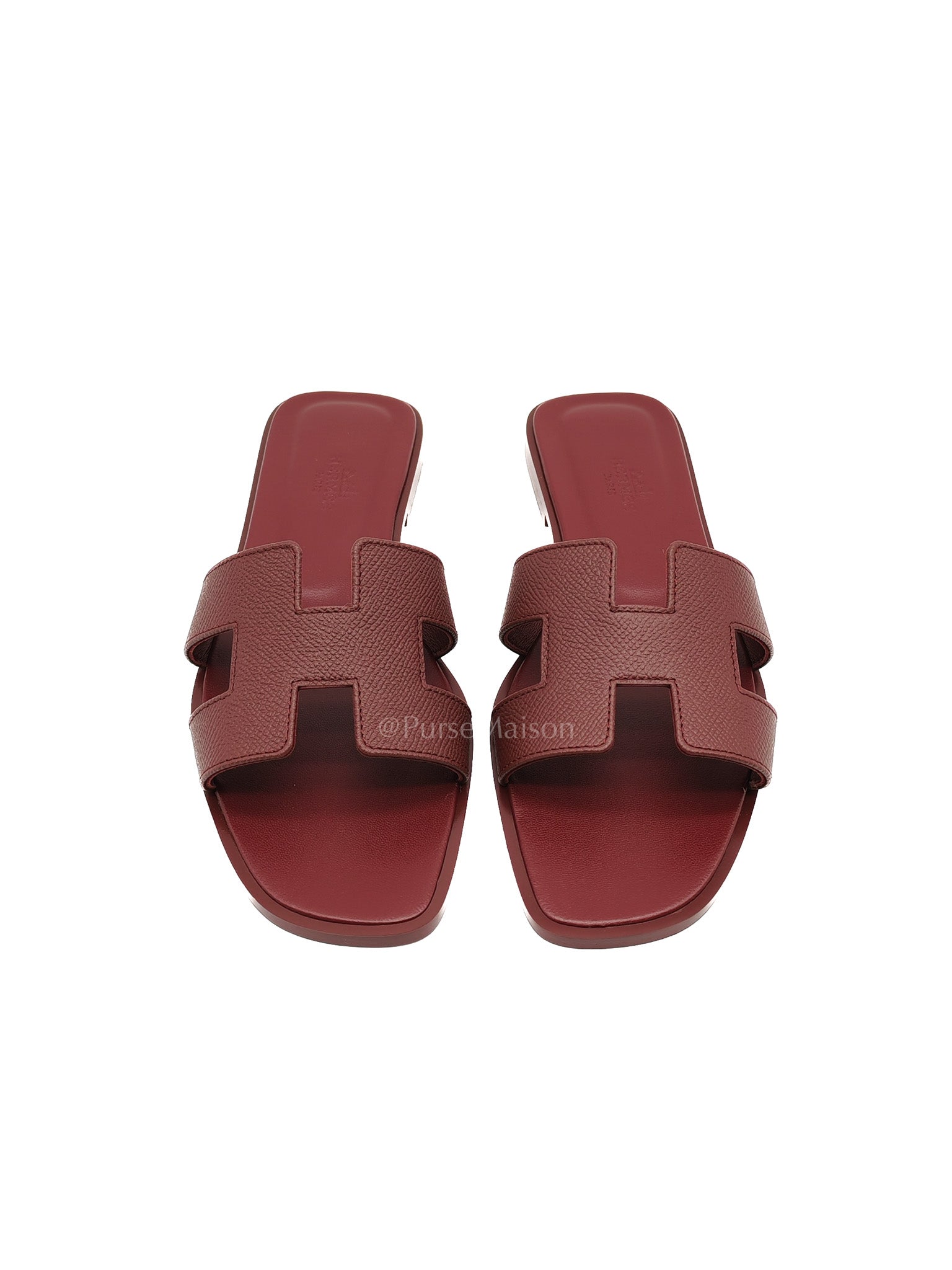 Hermes Oran Sandals in Rouge H Epsom Leather Size 37 EU(23.5cm)