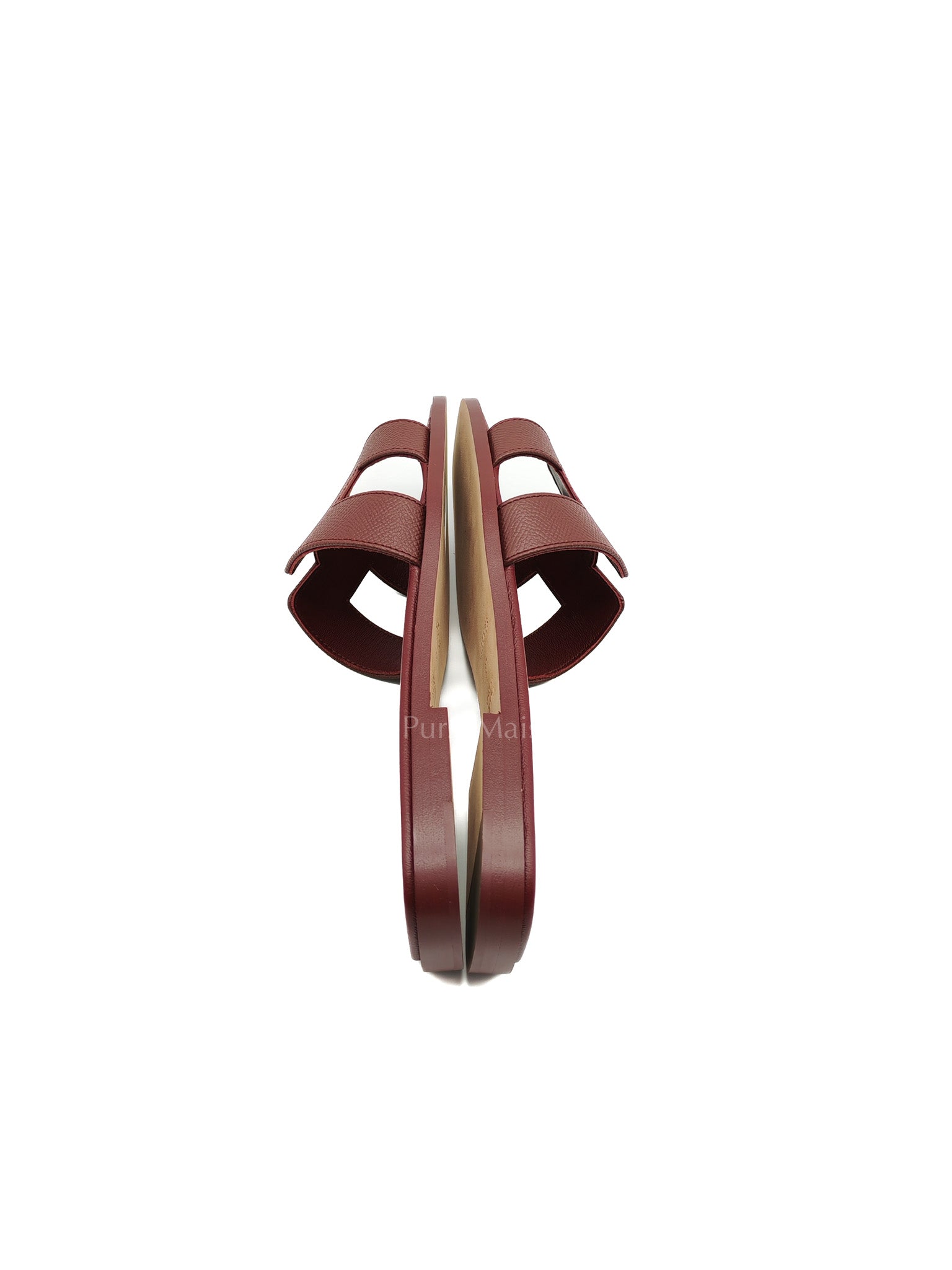 Hermes Oran Sandals in Rouge H Epsom Leather Size 37 EU(23.5cm)