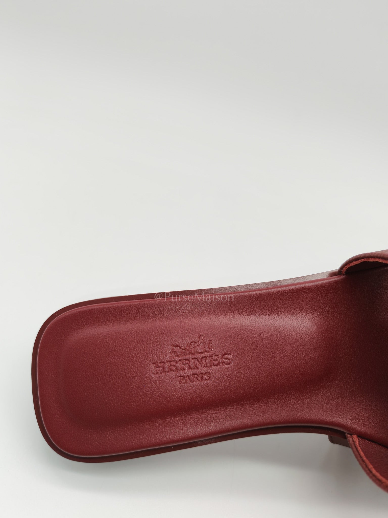 Hermes Oran Sandals in Rouge H Epsom Leather Size 37 EU(23.5cm)