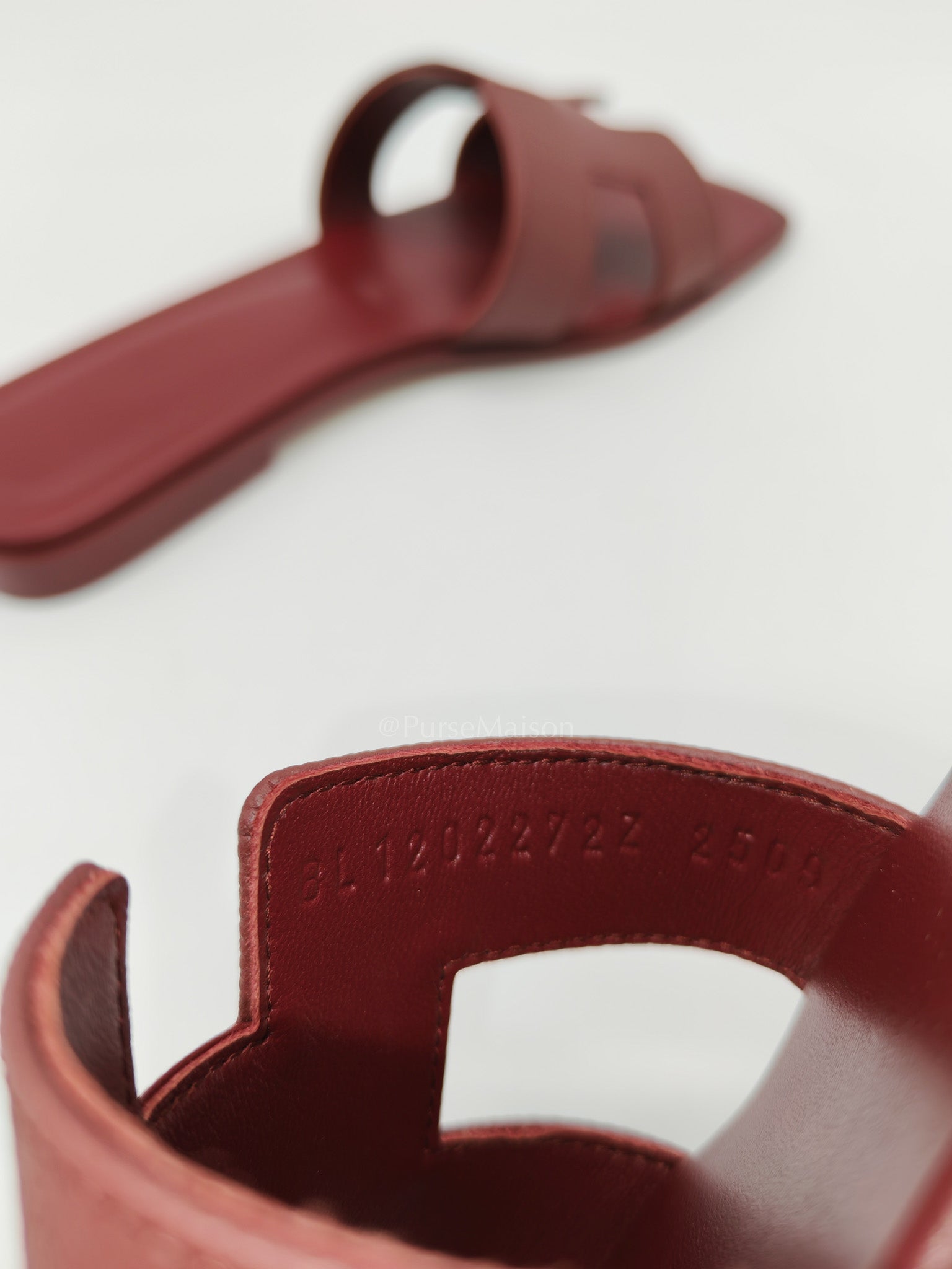 Hermes Oran Sandals in Rouge H Epsom Leather Size 37 EU(23.5cm)