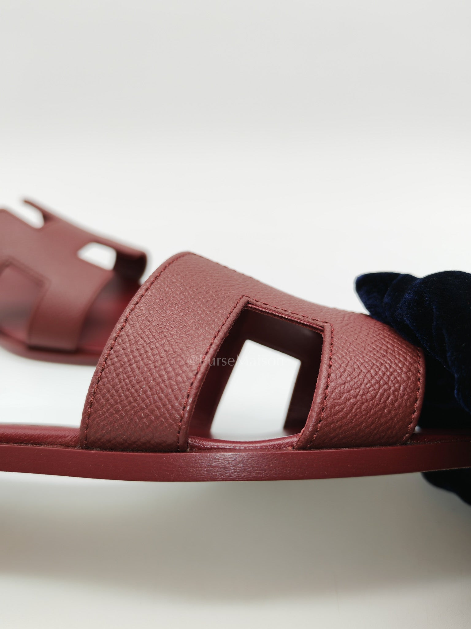 Hermes Oran Sandals in Rouge H Epsom Leather Size 37 EU(23.5cm)