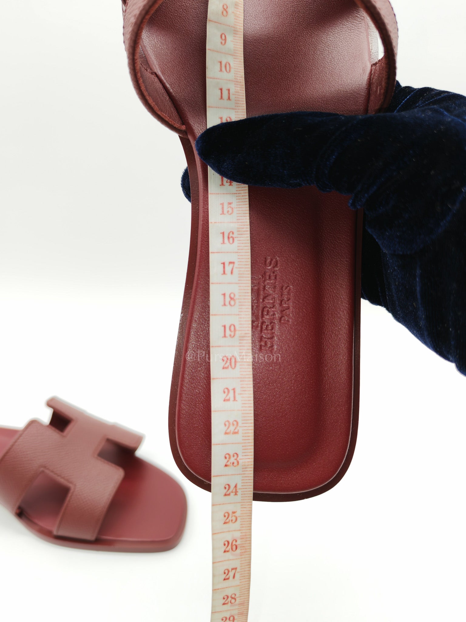 Hermes Oran Sandals in Rouge H Epsom Leather Size 37 EU(23.5cm)