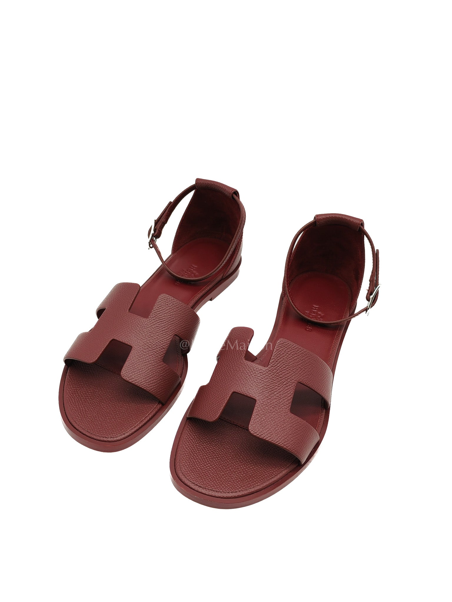 Hermes Santorini Sandals in Rouge Epsom Leather Size 37EU (23.5cm)