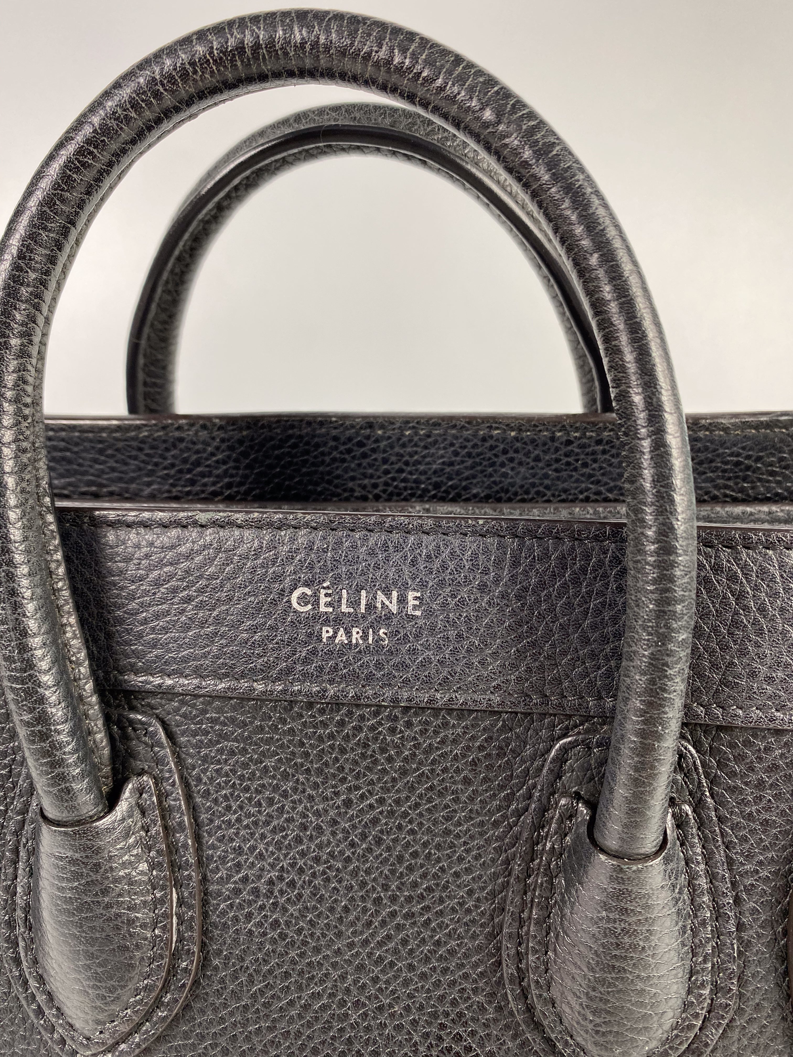 Celine Black Nano Luggage Drummed Calfskin