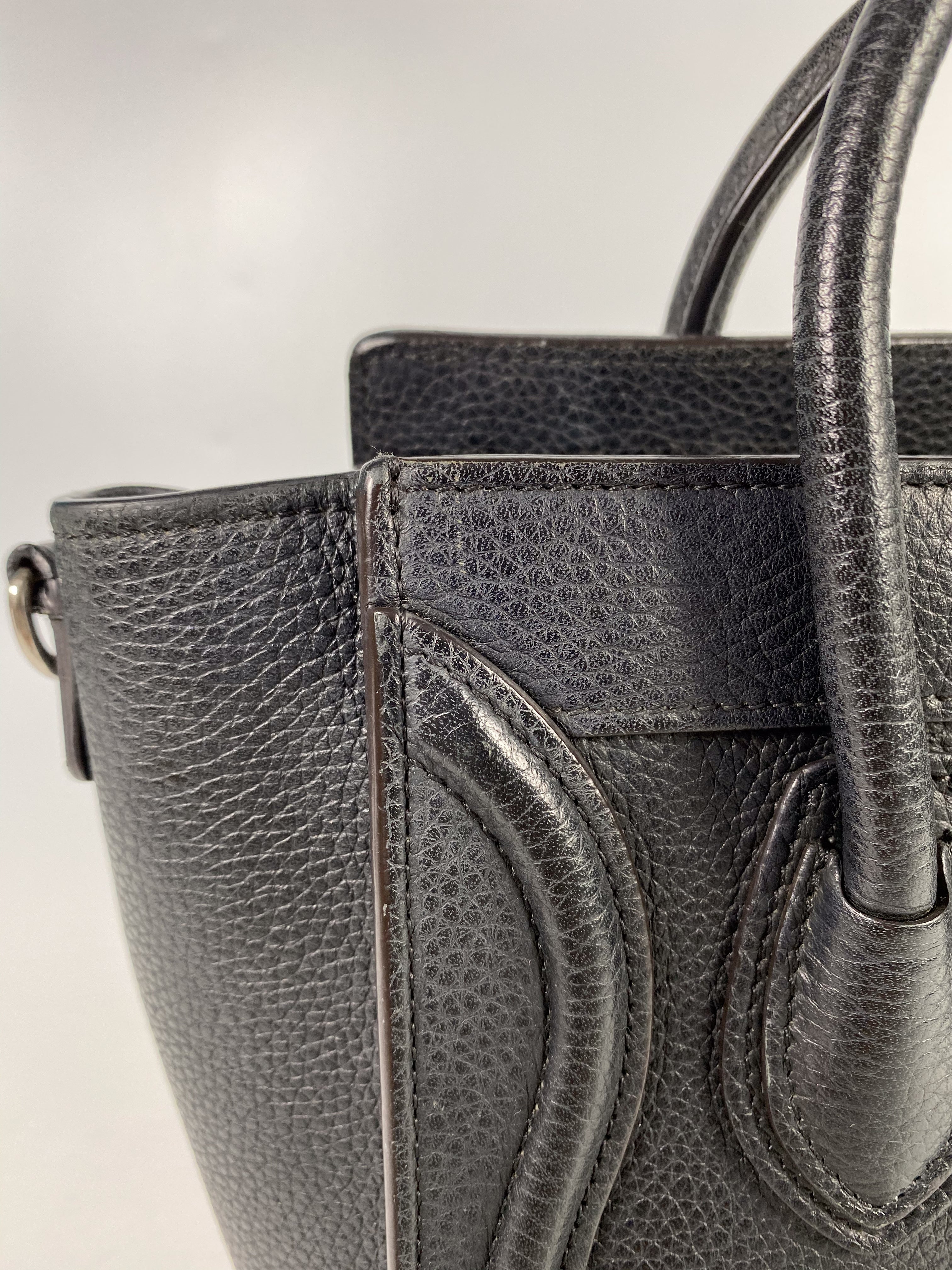 Celine Black Nano Luggage Drummed Calfskin