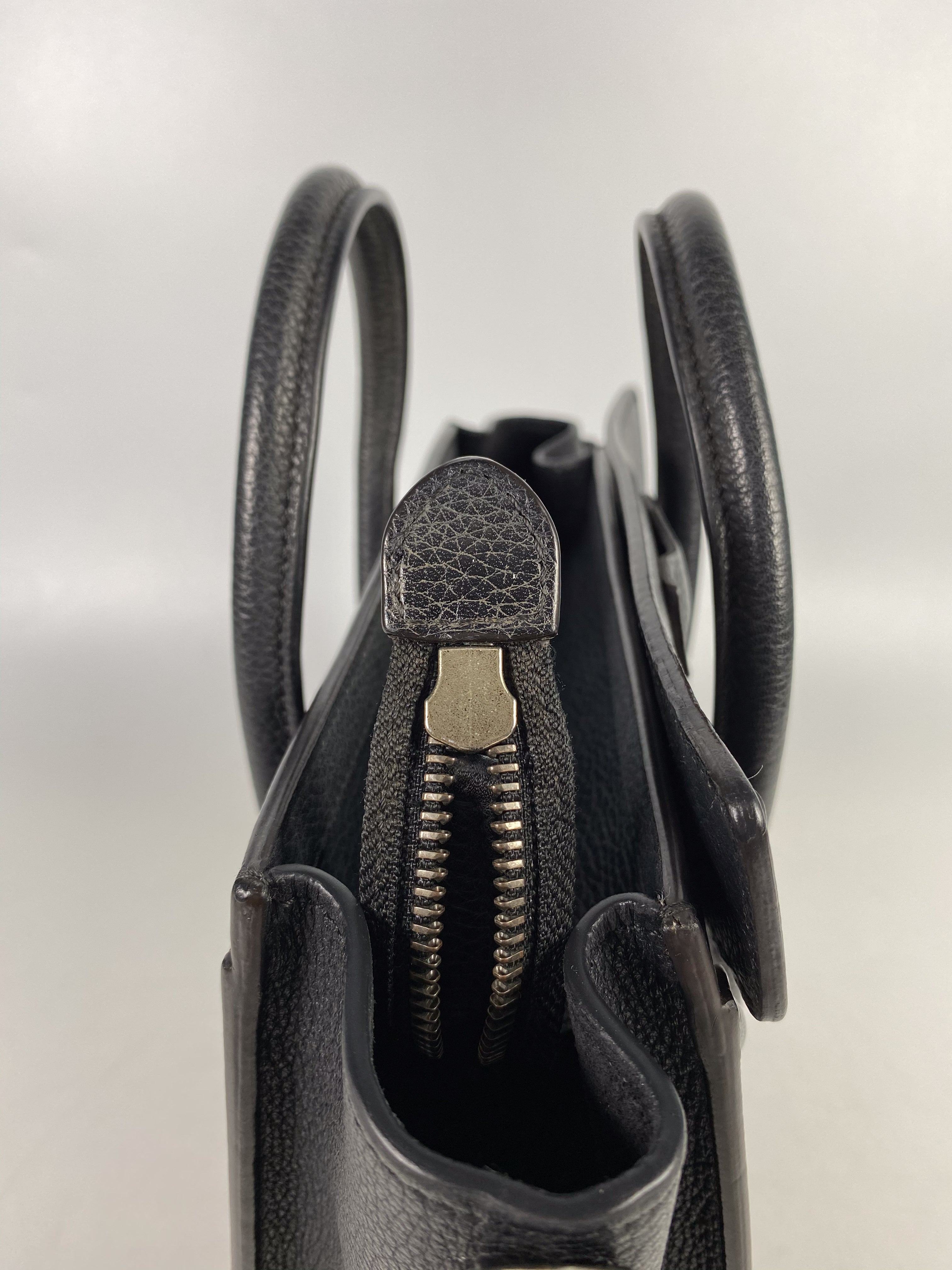 Celine Black Nano Luggage Drummed Calfskin