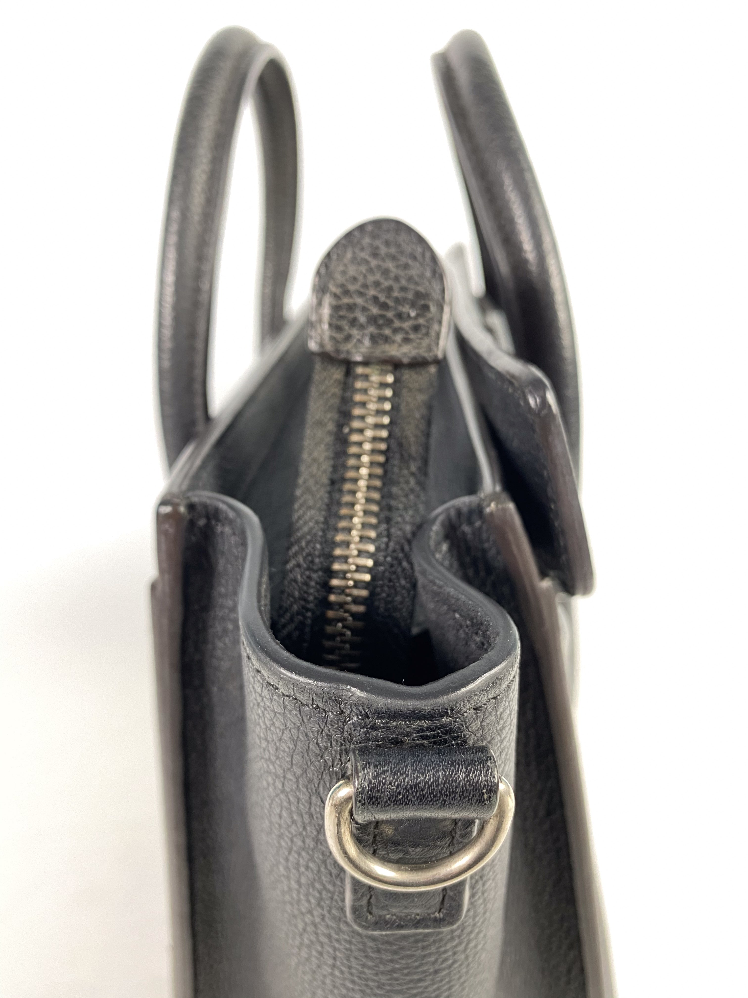 Celine Black Nano Luggage Drummed Calfskin